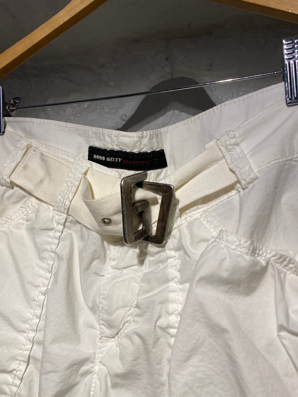 Miss Sixty White Cotton Belted Short