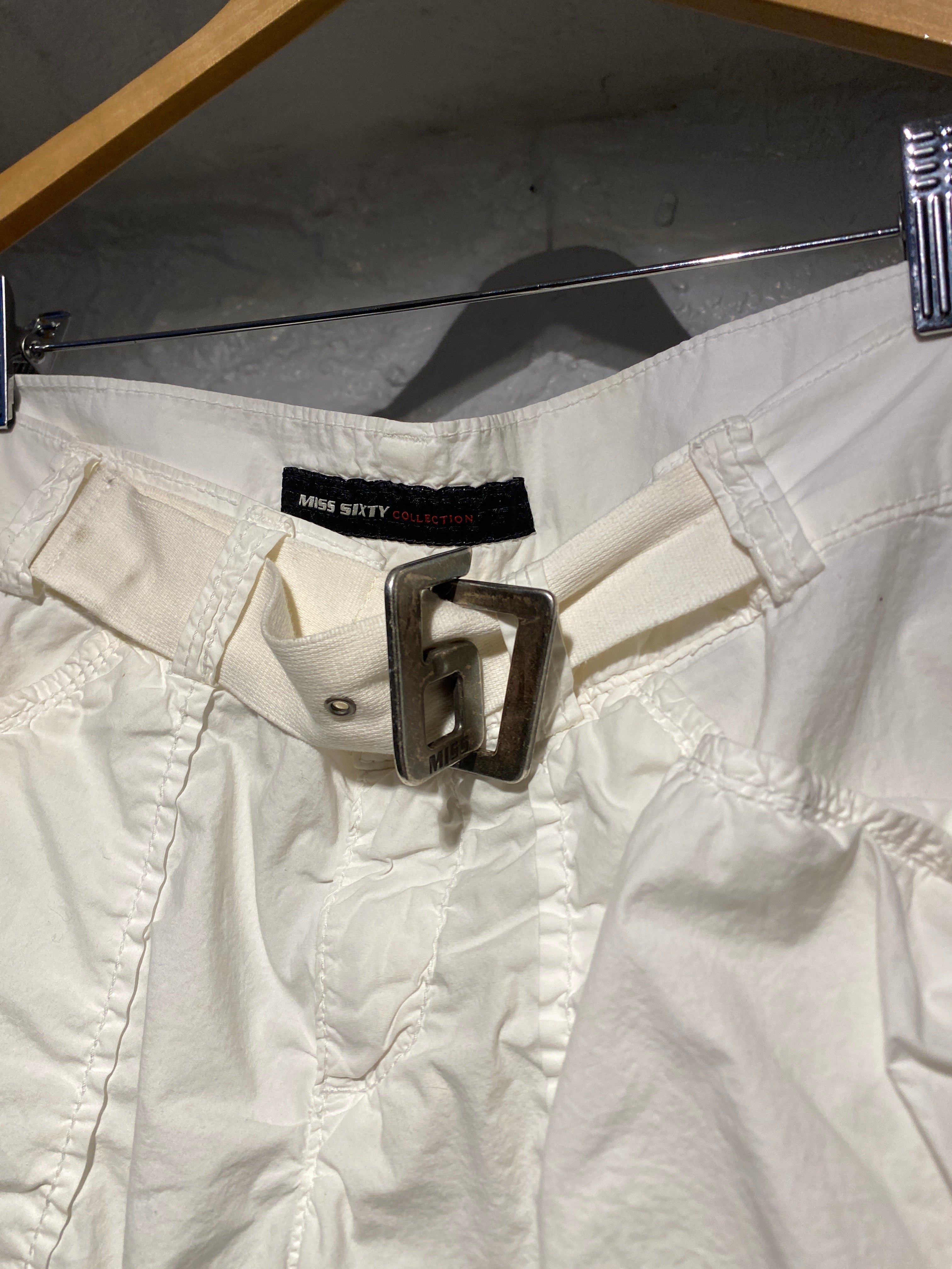 Miss Sixty White Cotton Belted Short