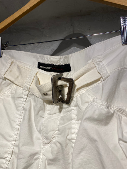 Miss Sixty White Cotton Belted Short