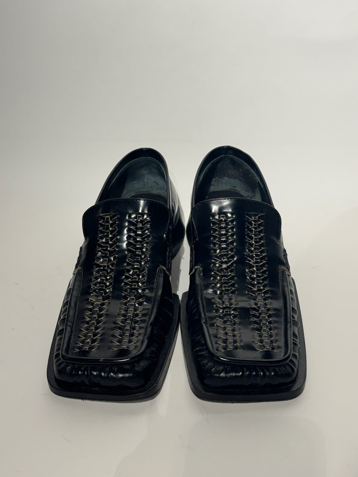 Jil Sander Black Weaving Leather Loafer Size 37