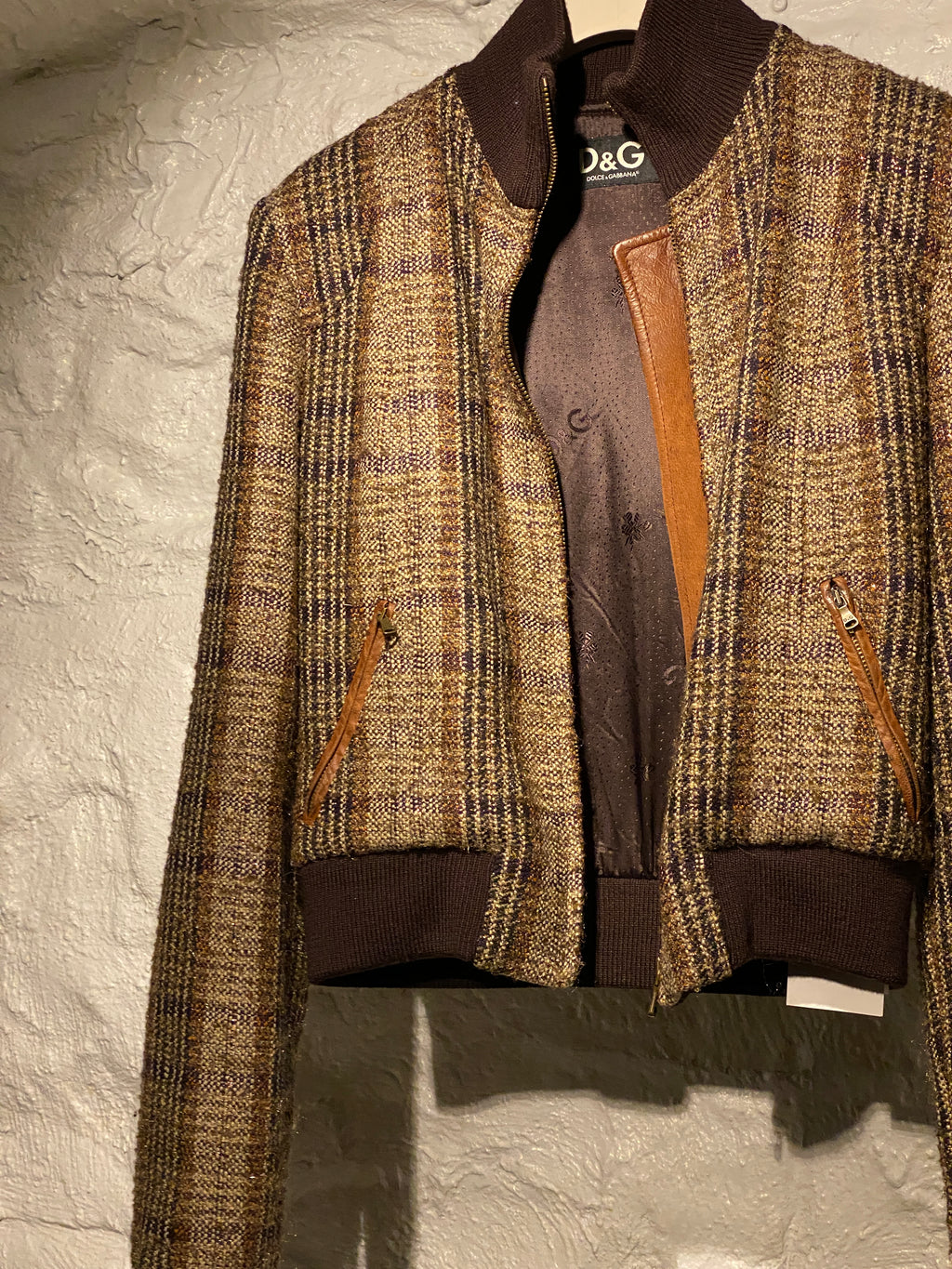 Dolce & Gabbana Brown Beige Tweed Jacket