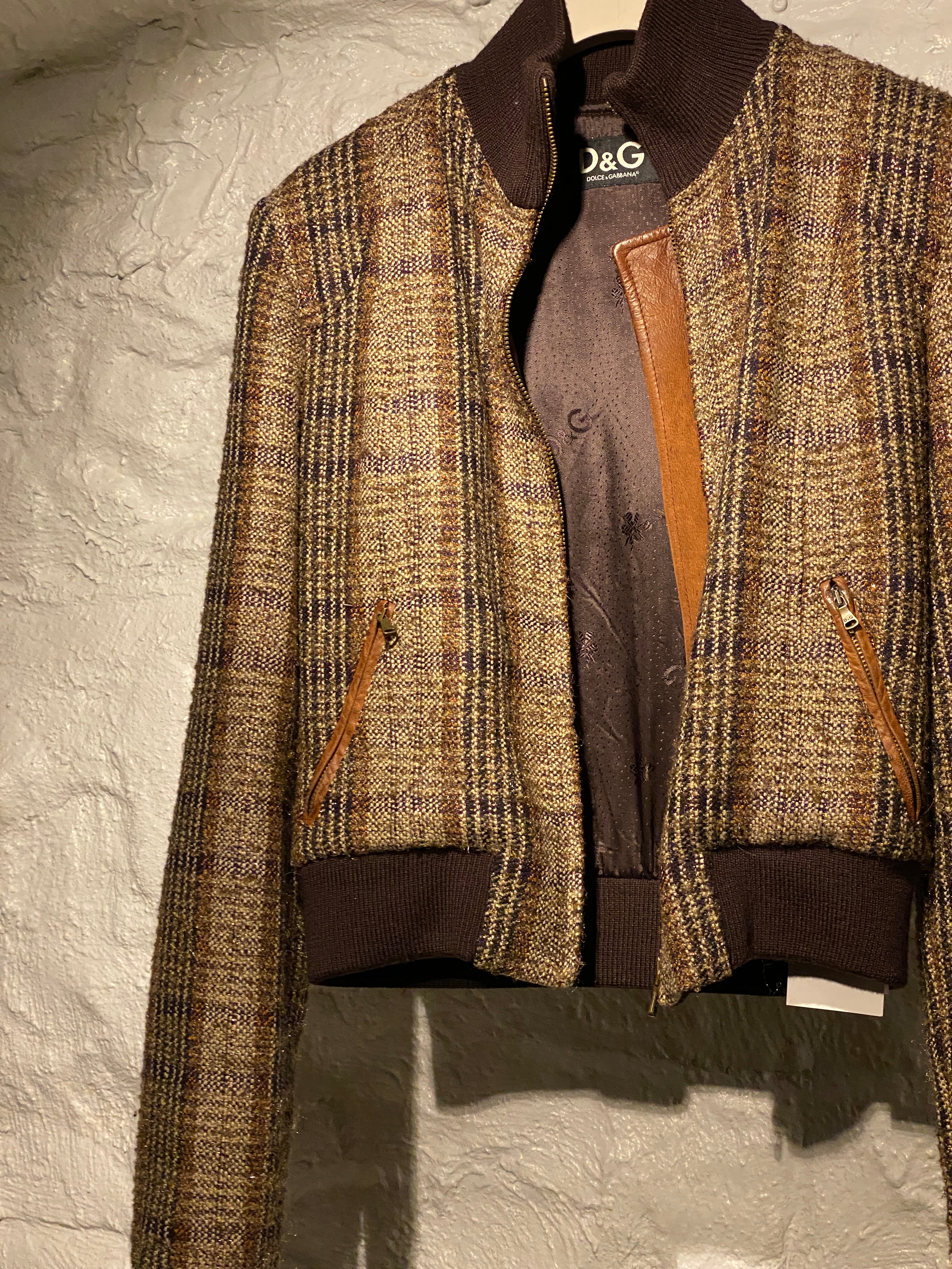 Dolce & Gabbana Brown Beige Tweed Jacket