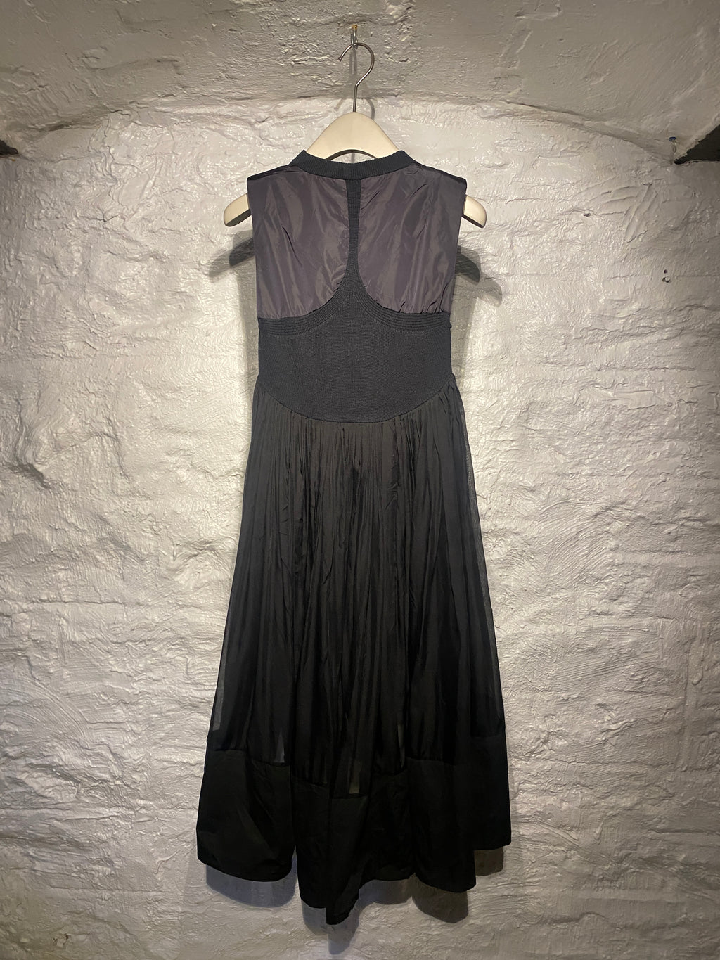 Sacai Black Mixed Fabrics Knitted Top Dress