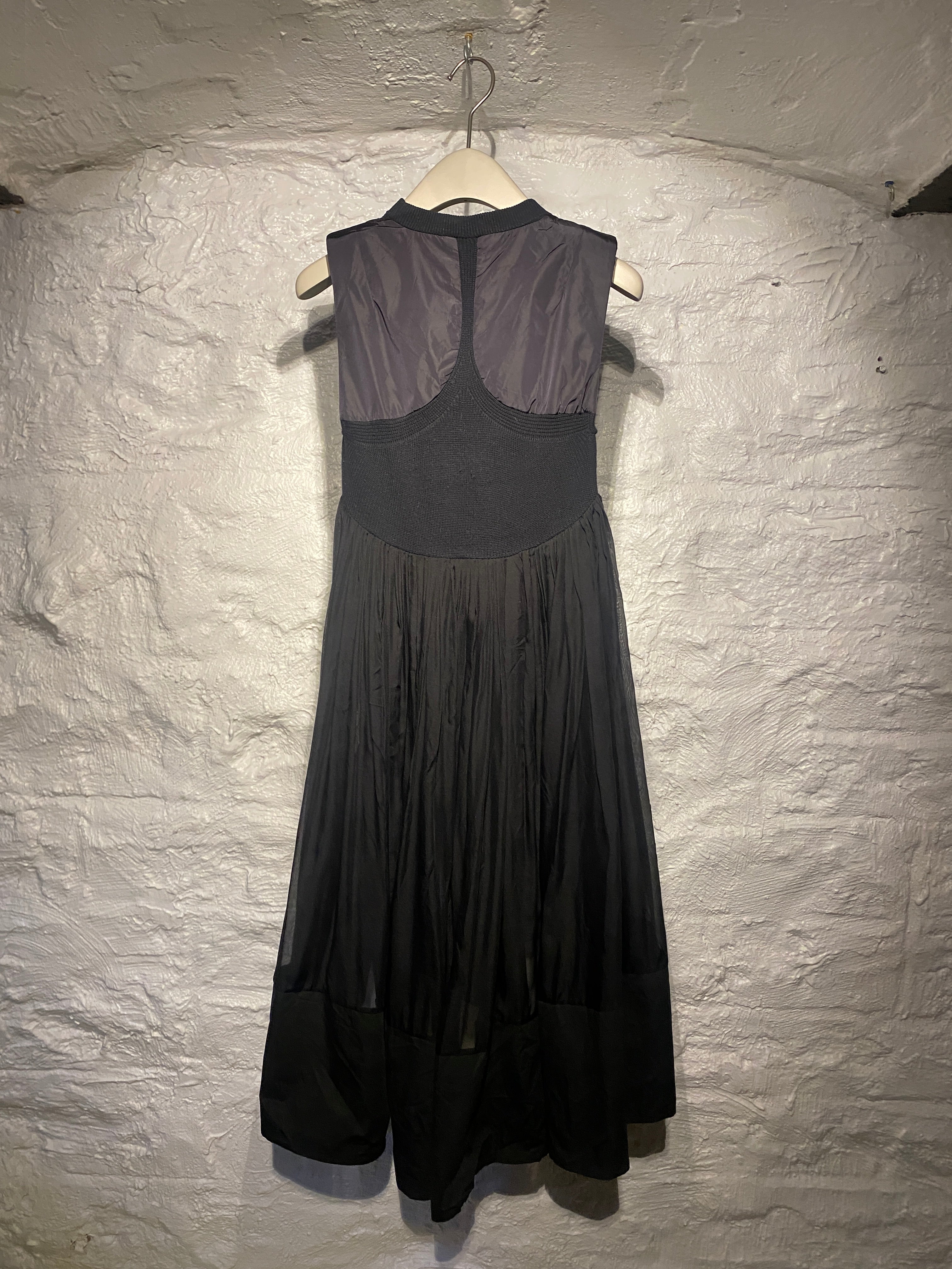 Sacai Black Mixed Fabrics Knitted Top Dress