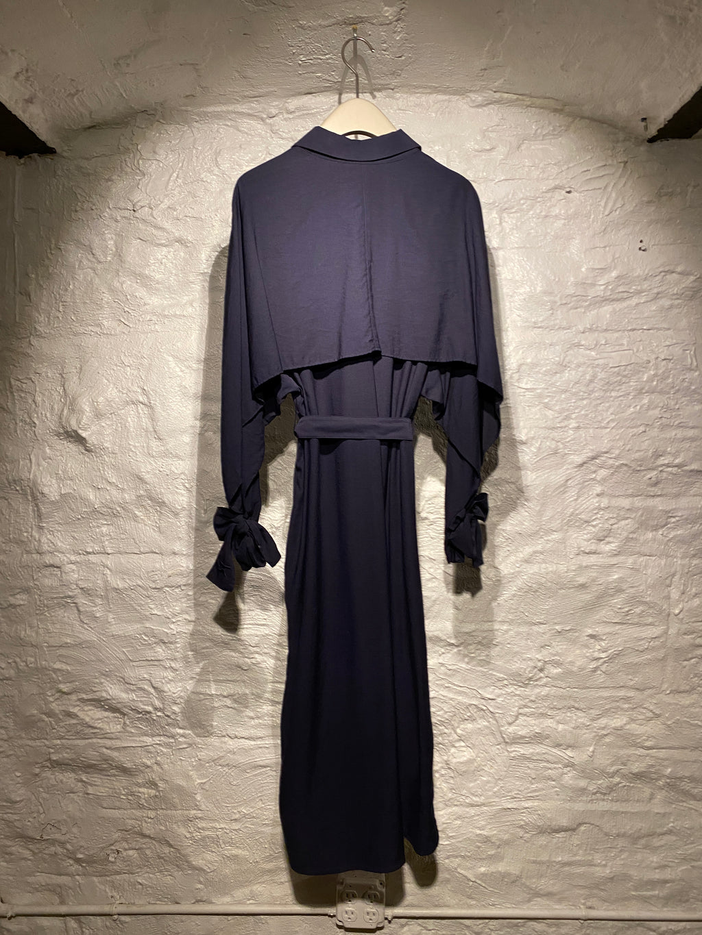 Kenzo Dark Navy Black Button-Down Shirt Dress with Belt