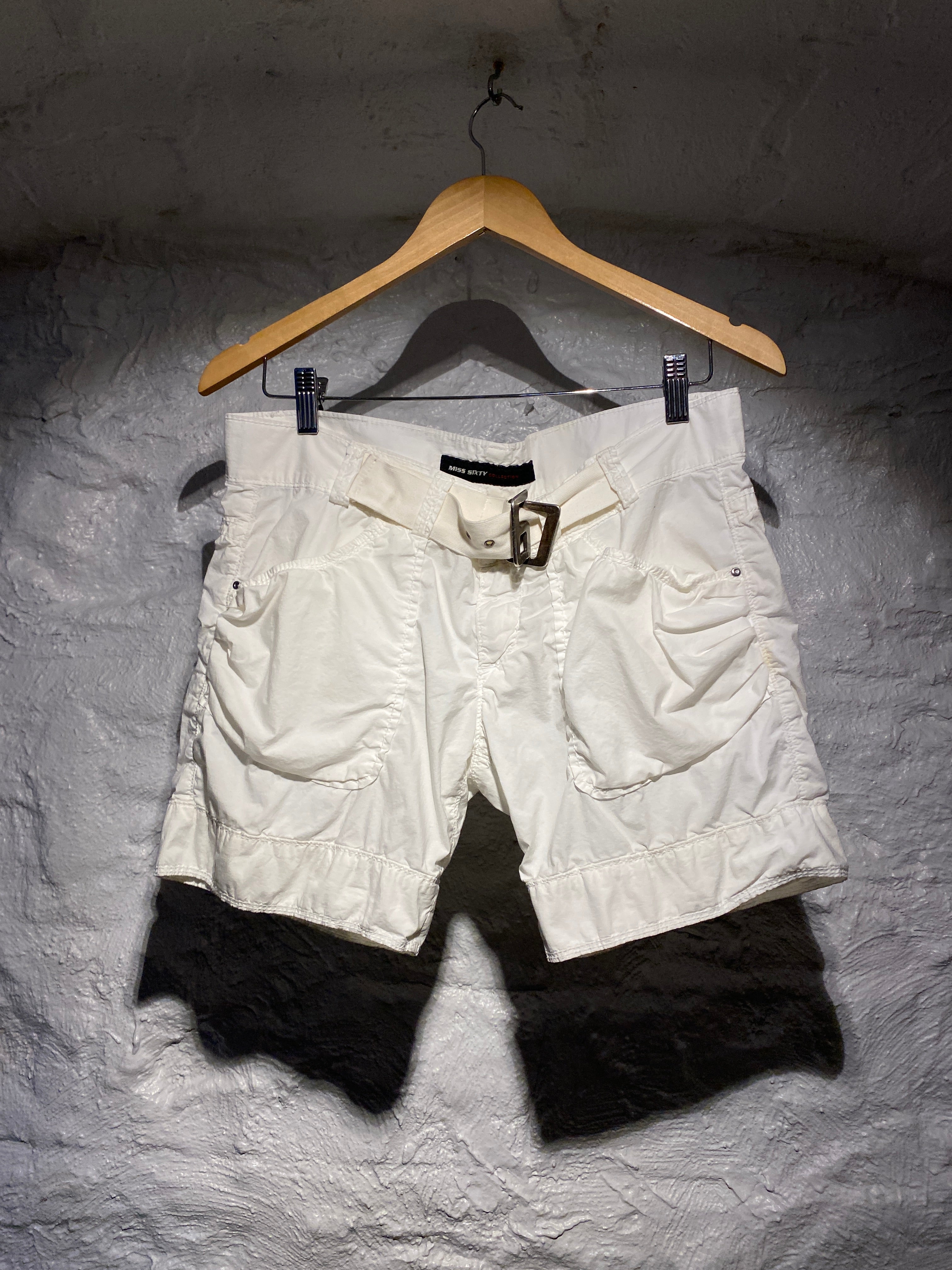 Miss Sixty White Cotton Belted Short