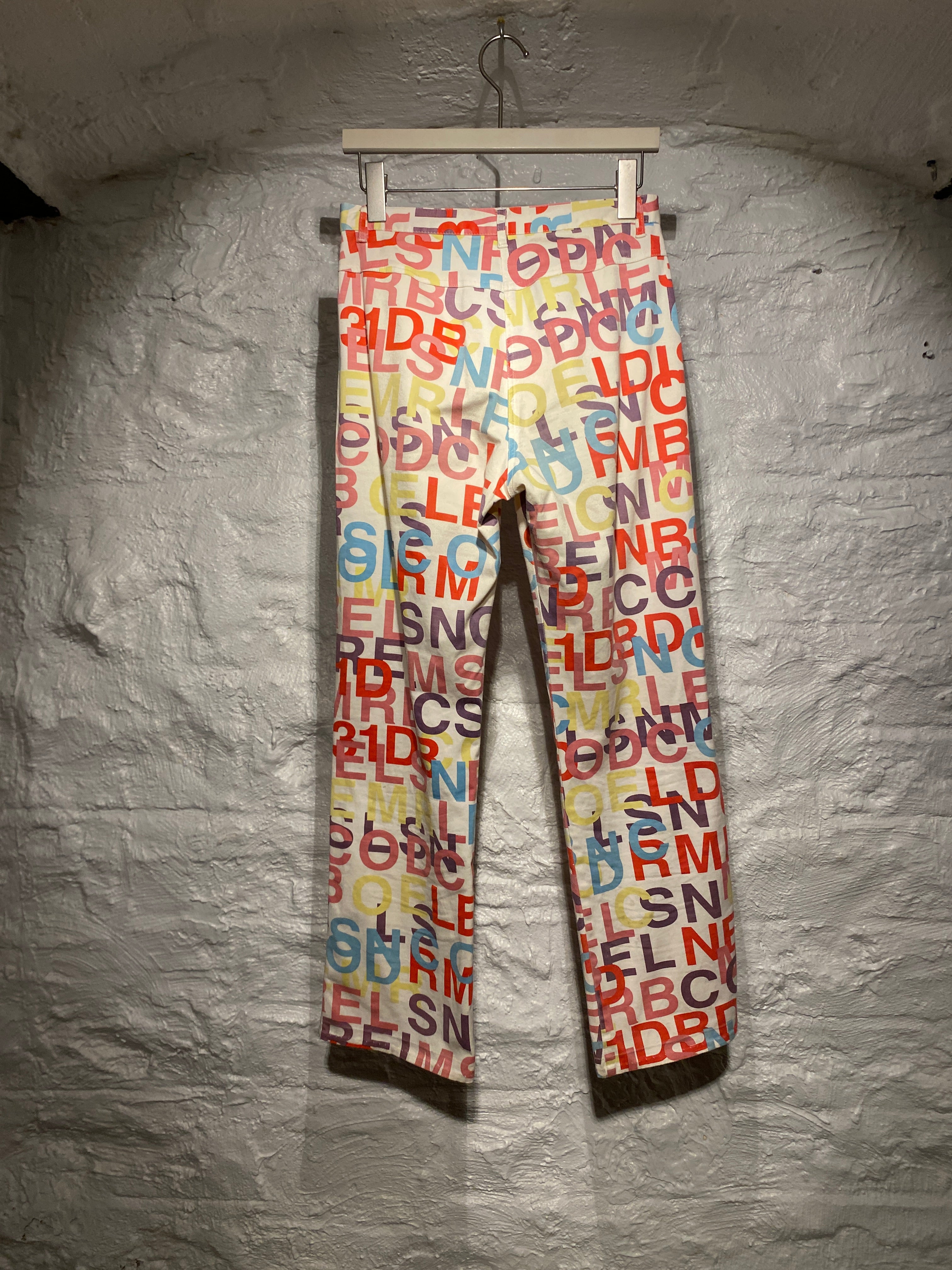 Chanel White Multi-Color Letters Print Pants