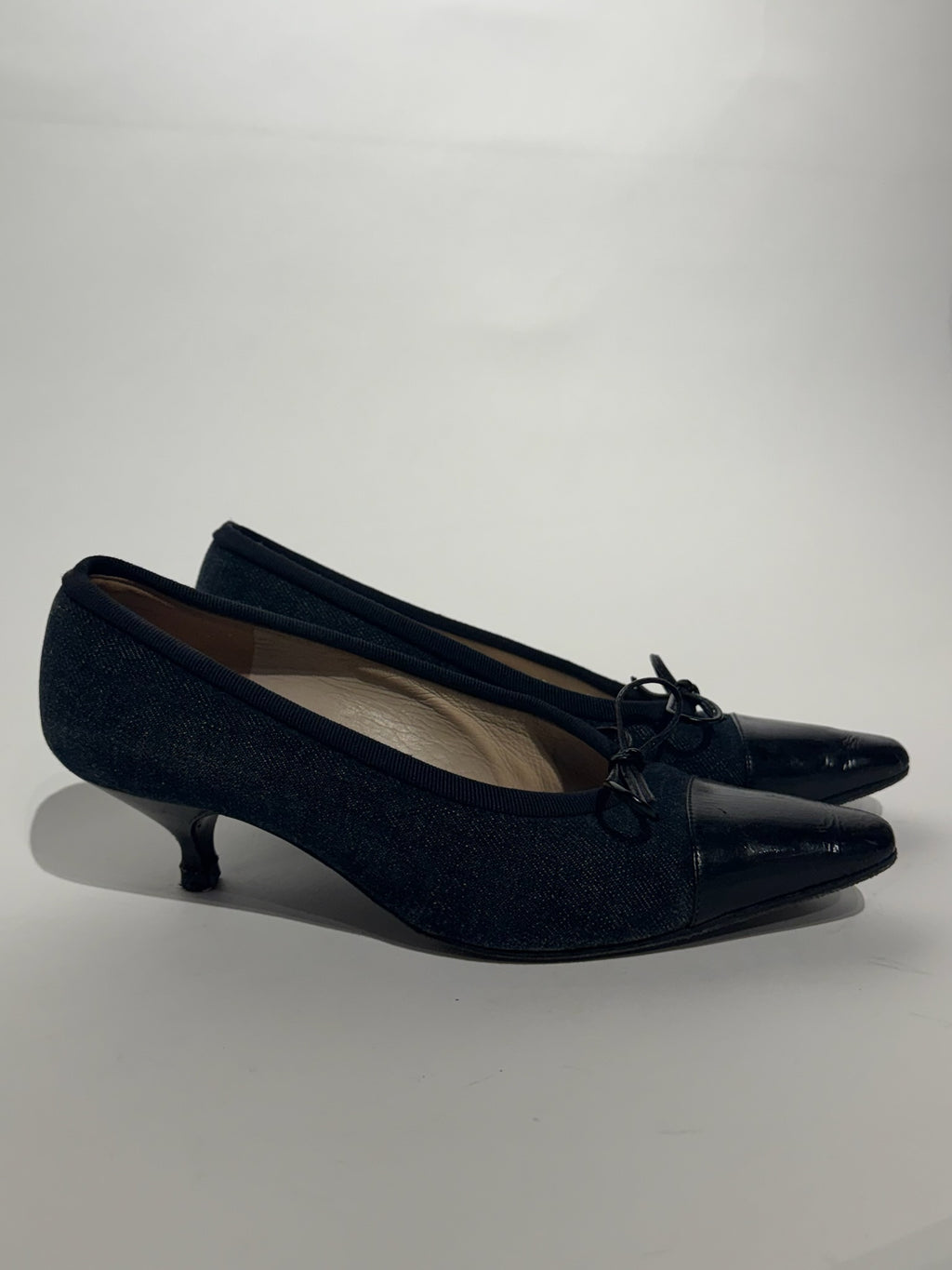 Chanel Denim Kitten Heels Size 37