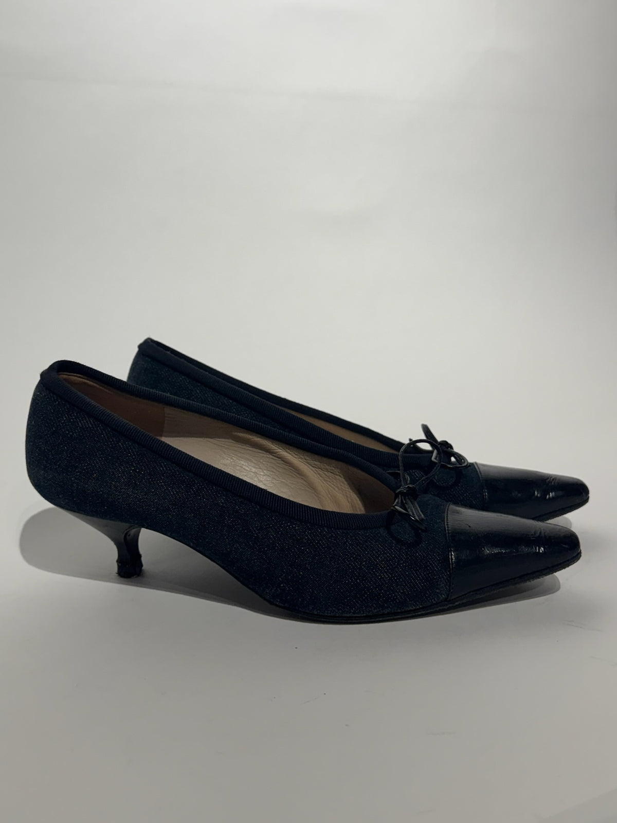 Chanel Denim Kitten Heels Size 37