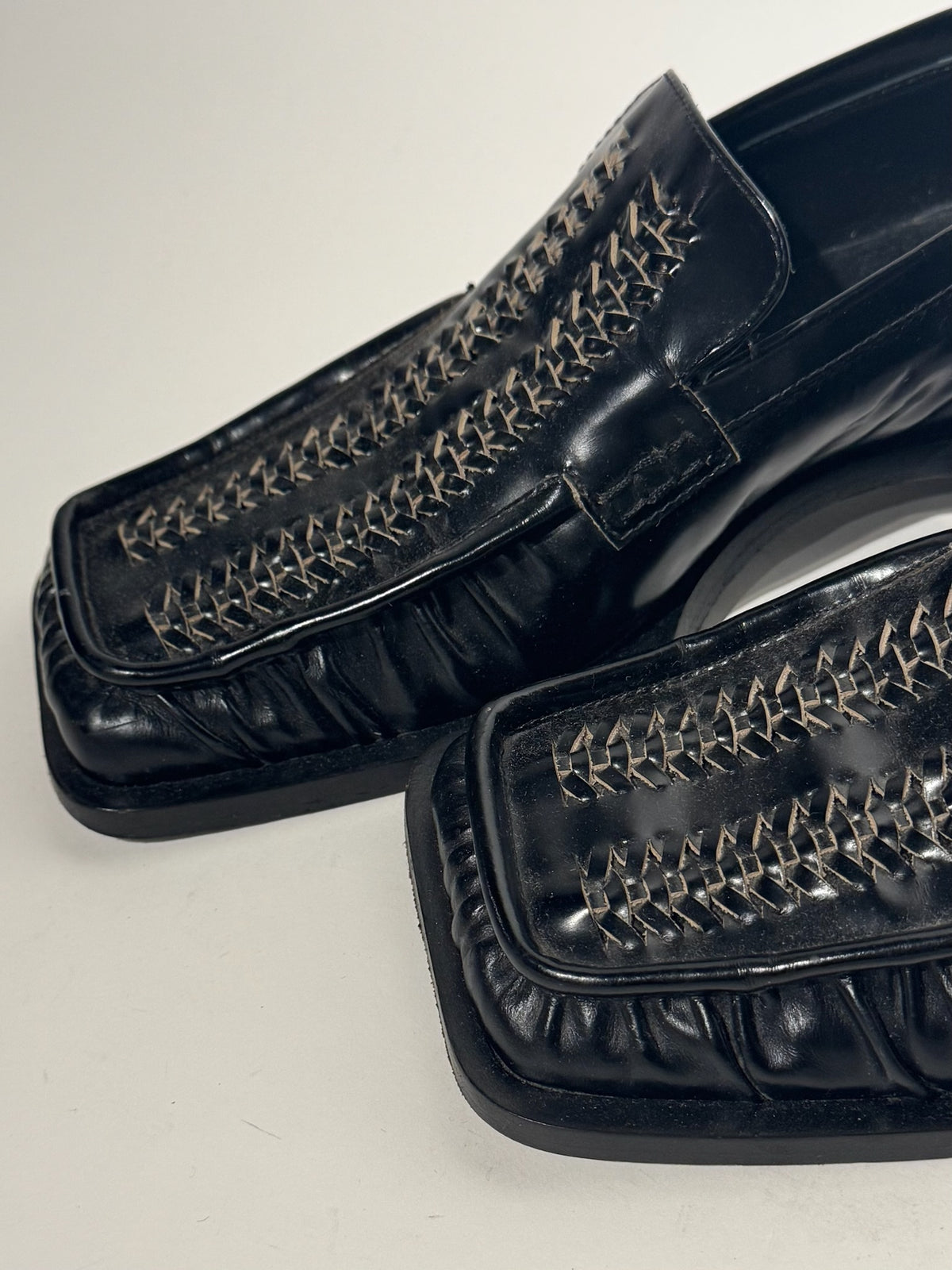 Jil Sander Black Weaving Leather Loafer Size 37
