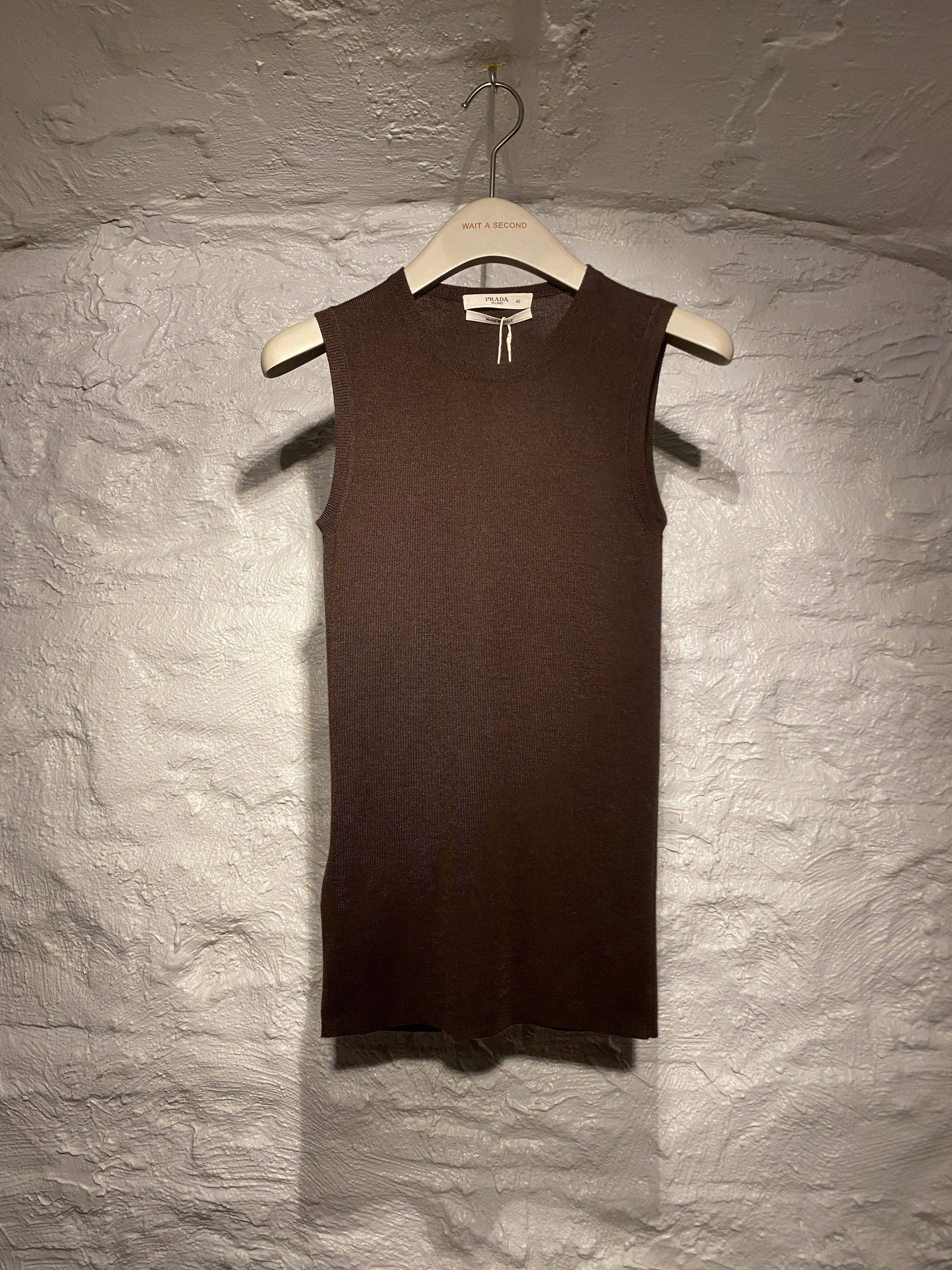 Prada Brown Cashmere Silk Tank Top