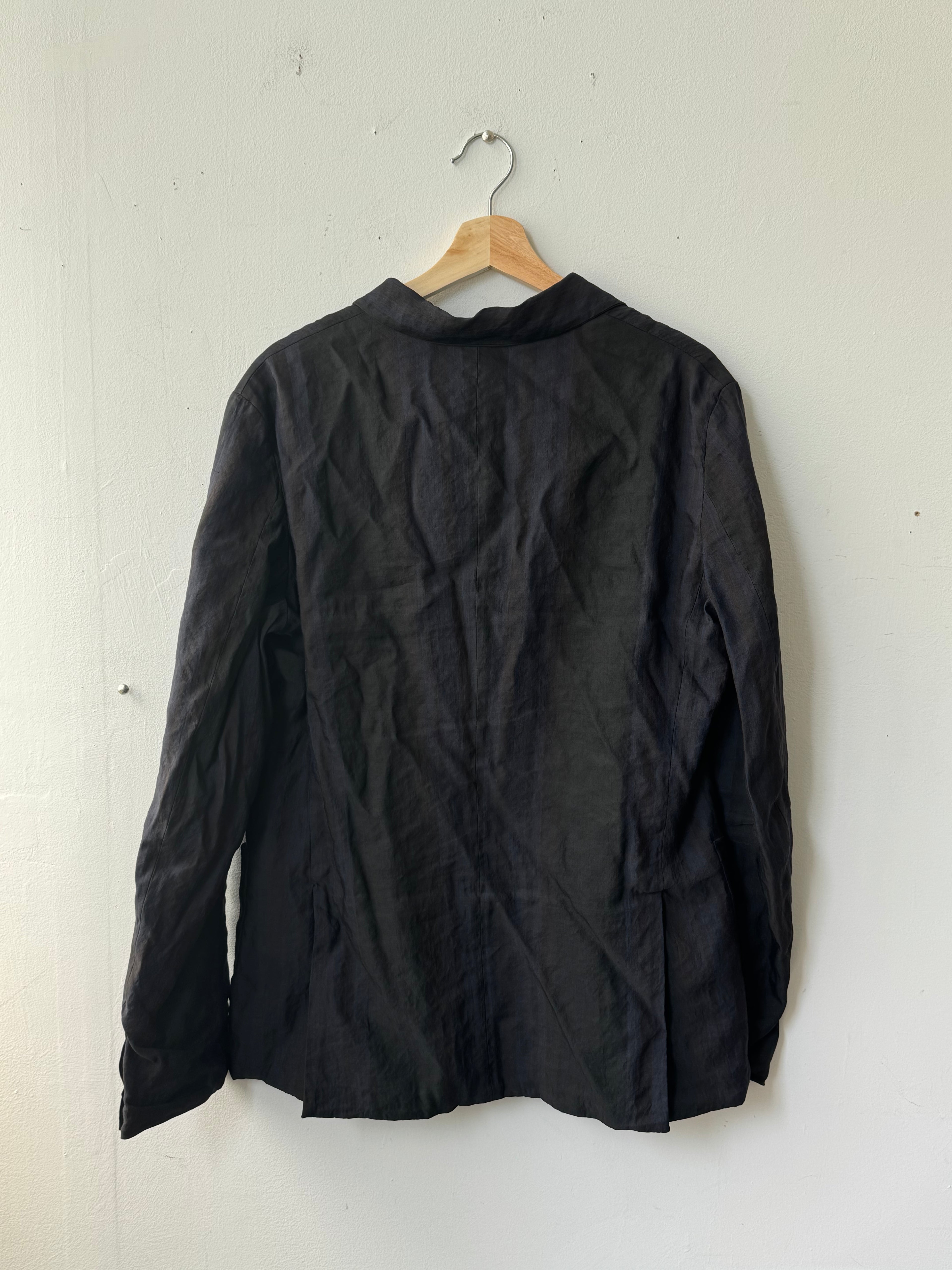 Uma Wang SS2016 Men Black Peppe Striped Peppe Linen Jacket