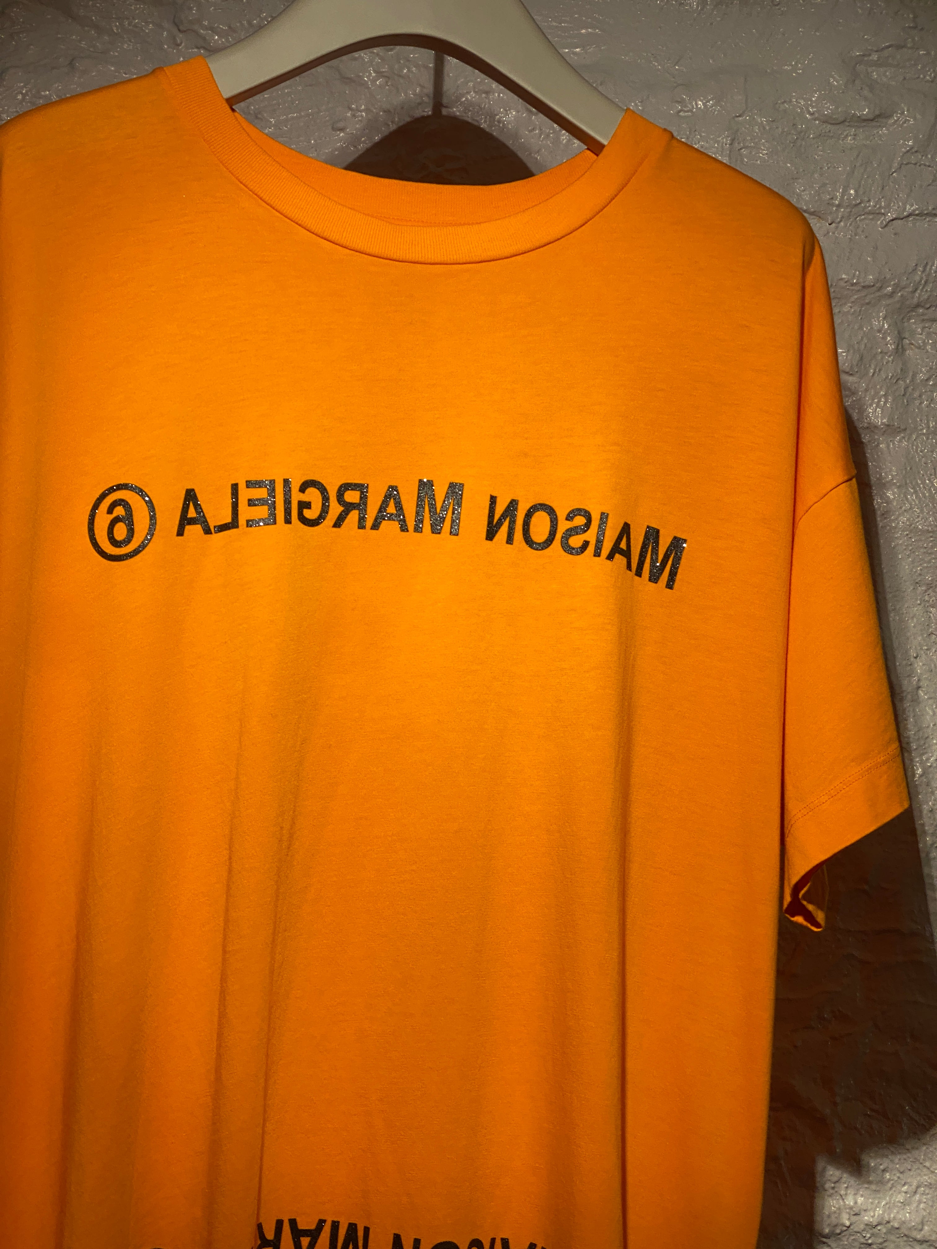 MM6 Maison Margiela Orange Logo T-shirt Layered Dress/Oversized Top