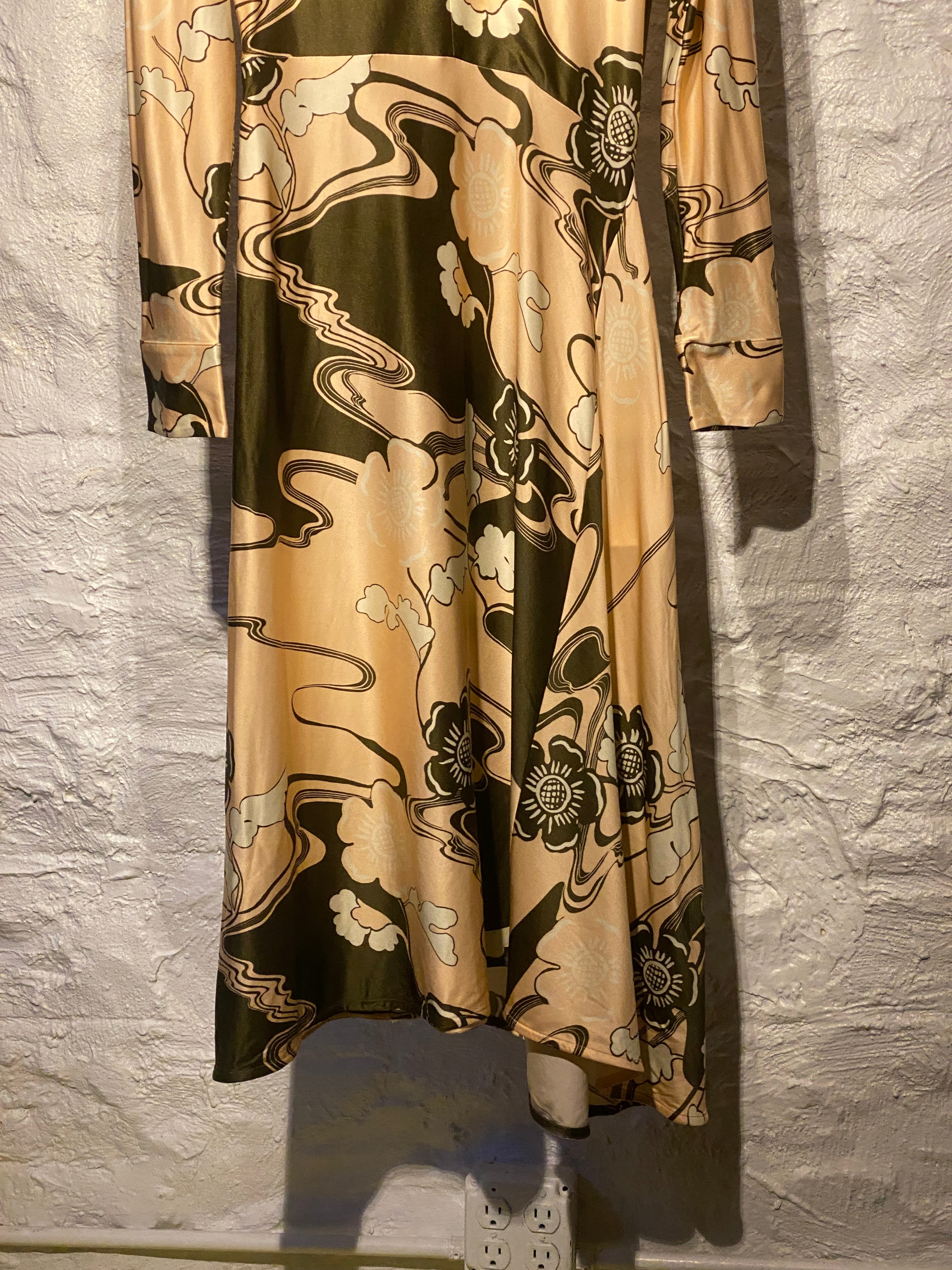 Jil Sander Pink and Brown Floral Lagoon Halterneck Long Dress
