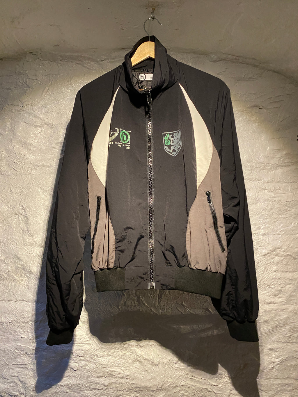 Hidden NYC Black and White Zipper Nylon Sports Jacket