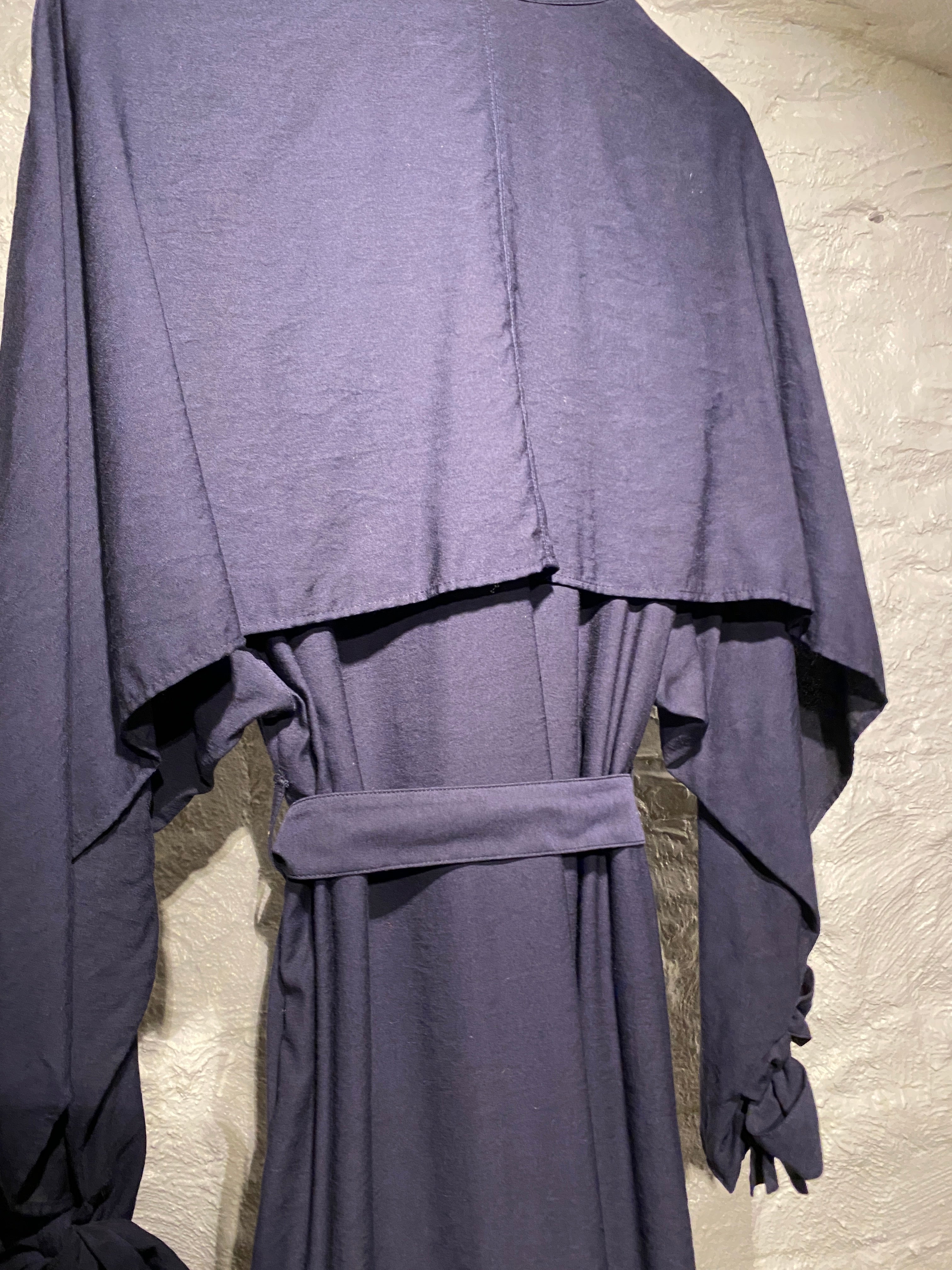 Kenzo Dark Navy Black Button-Down Shirt Dress with Belt