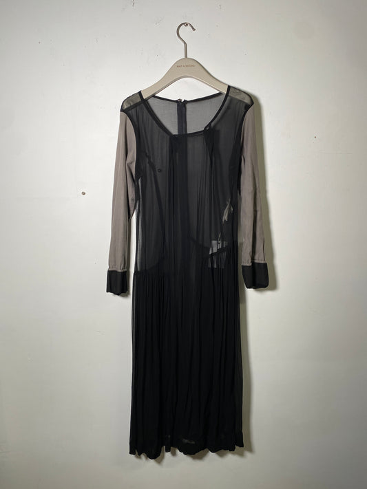 Comme Des Garcons sheer black dress with cotton sleeves