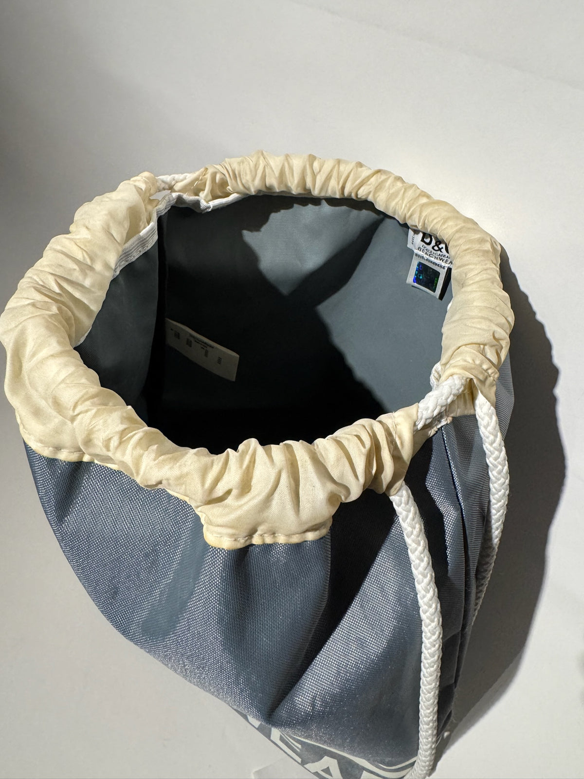 Dolce & Gabbana Grey String Beachwear PVC Drawstring Backpack