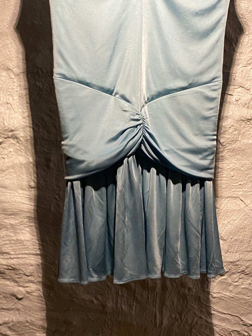 Versace Baby Blue Sleeveless Mini Dress with Leather strap