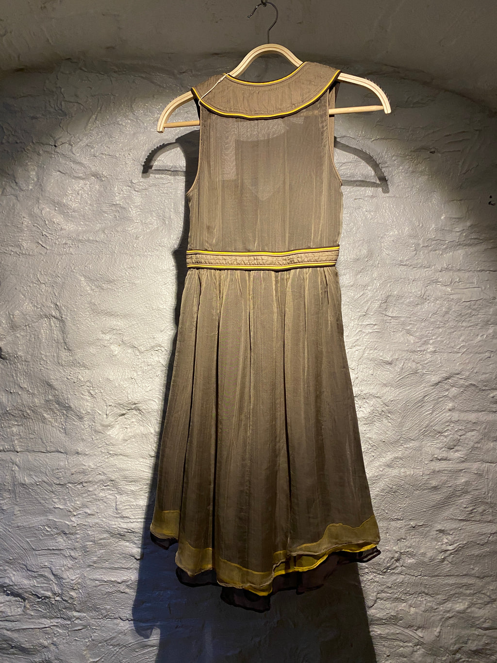 Miss Sixty Brown Yellow Layered Mesh Dress