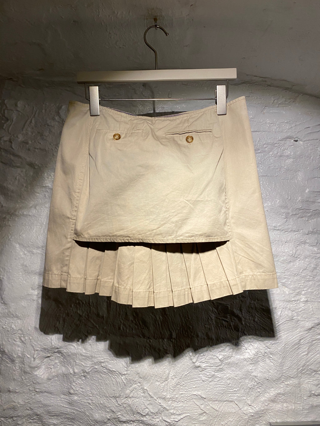 Miu Miu Light Khaki Denim Pleated Mini Skirt