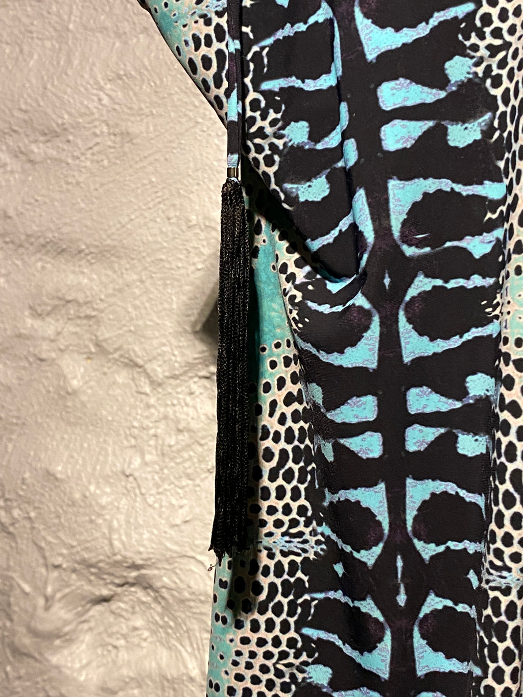 Roberto Cavalli Silk Blue Prints Tassel Strap Dress