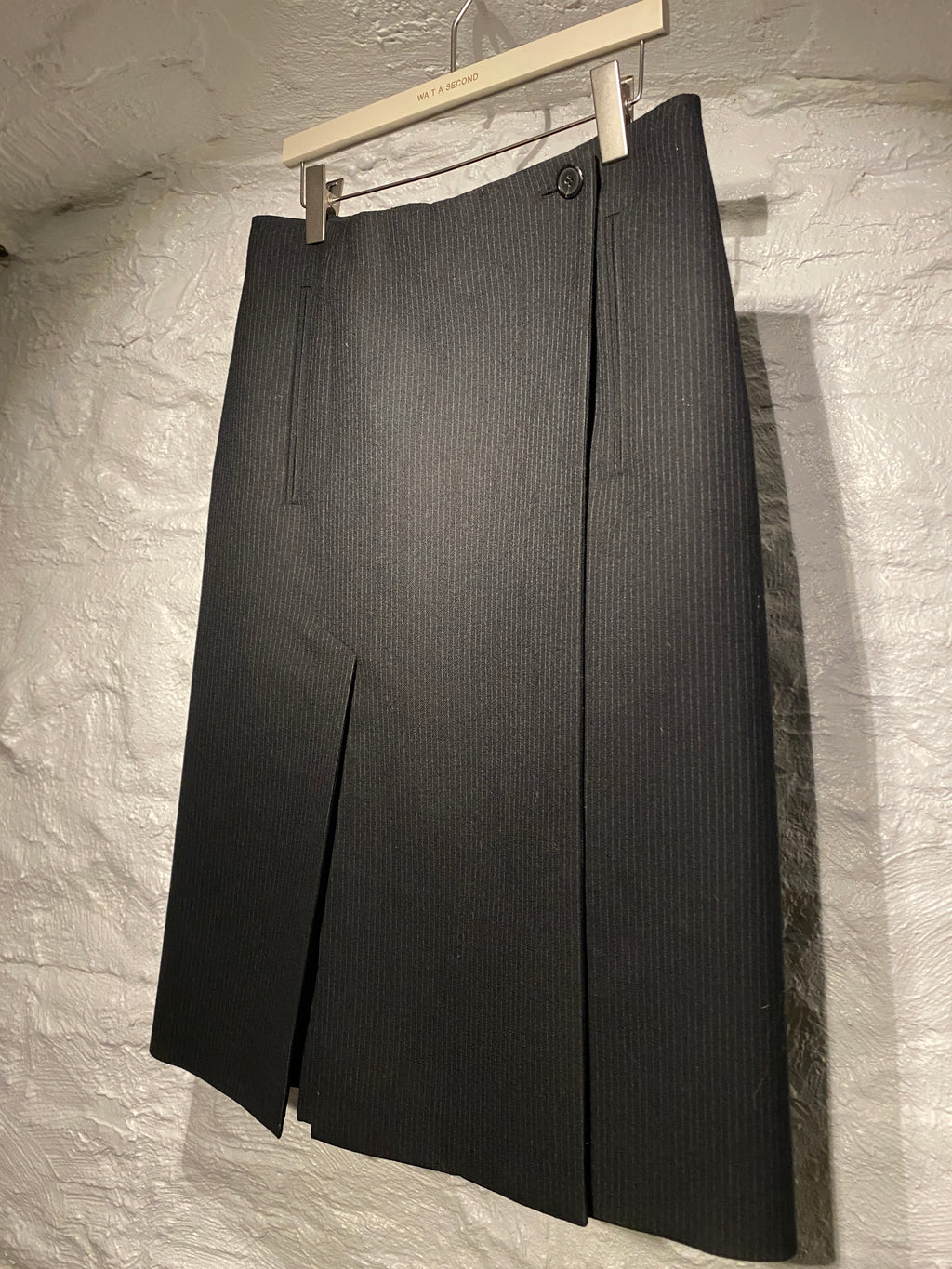 Prada Black Stripe Tailoring Wrap Mid Skirt