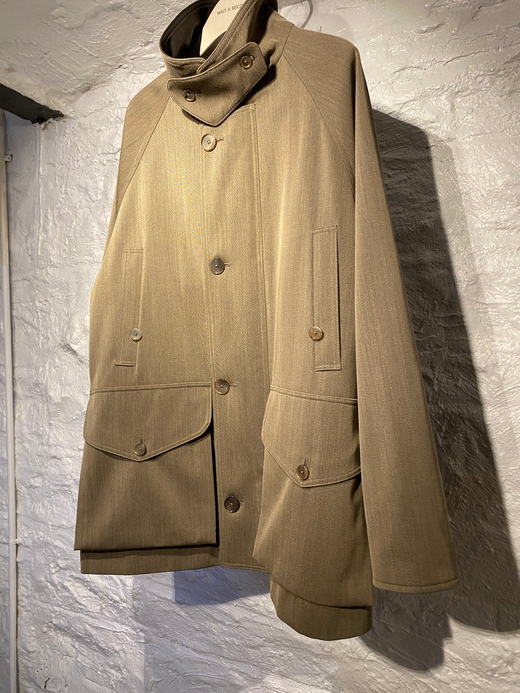 AuraLee Wool Cavarly Twill Laminate Hunting Blouson Olive Brown Jacket
