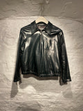 Miu Miu Forest Green Lambskin Soft Leather Slim Jacket