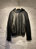 Givenchy Black Leather Hooded Neoprene Biker Jacket