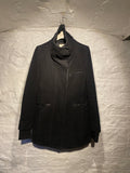 Helmut Lang Archive Black Wool with Leather Embellished Zipper Coat