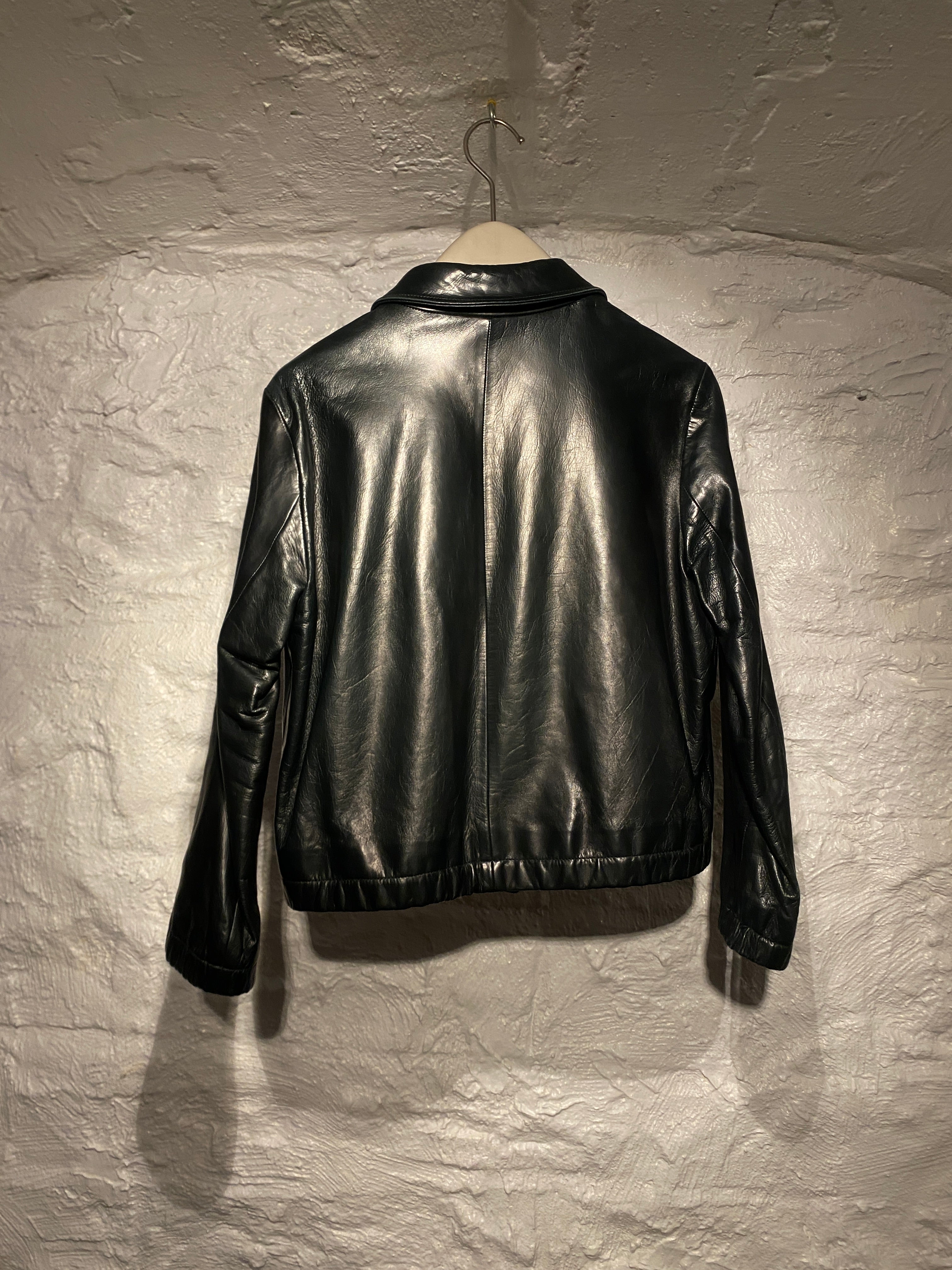 Miu Miu Forest Green Lambskin Soft Leather Slim Jacket