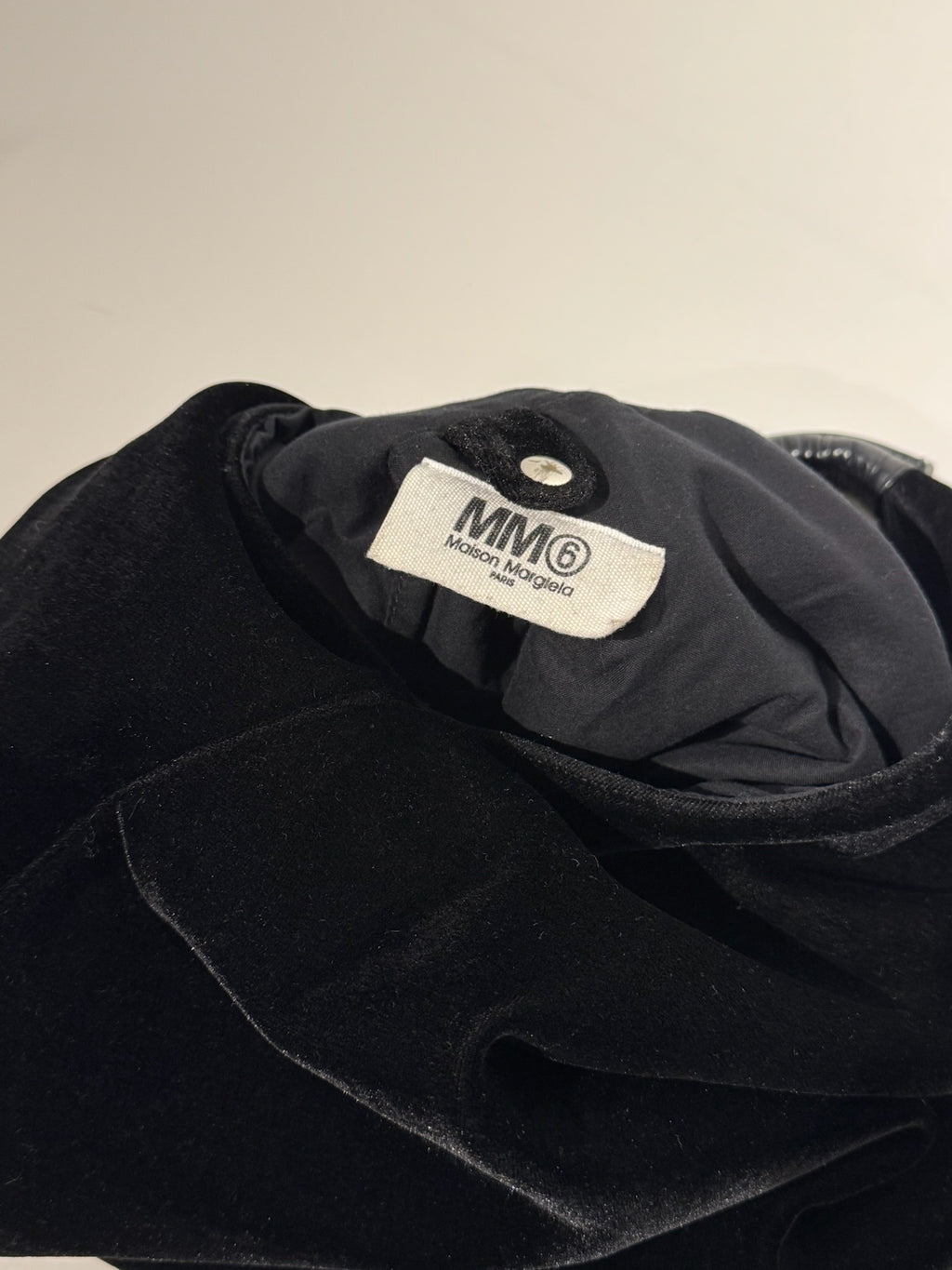 MM6 Maison Margiela Black Velvet Triangle Bag