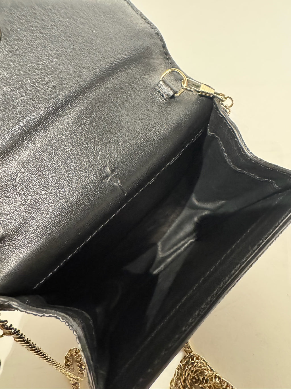 M2malletier Black Lizard Leather Briefcase Gold Handle Chain Crossbody Bag