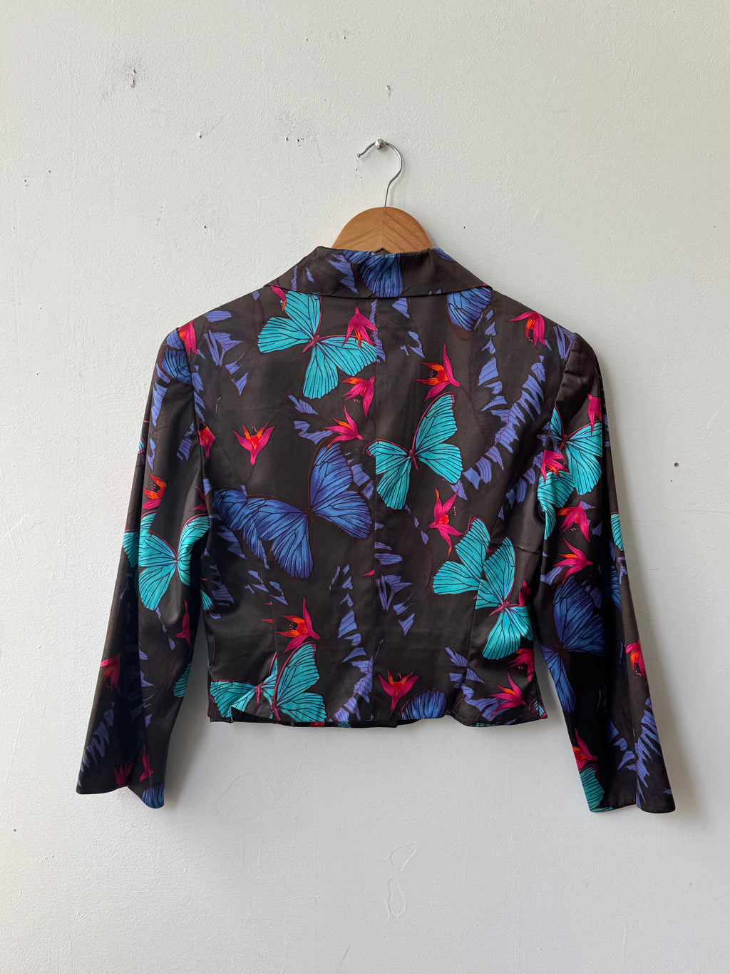 Kenzo Jungle Butterfly Floral Cropped Slim Blazer