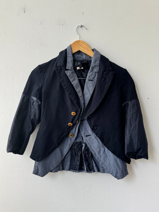 WAS-24486 COMME des GARCONS Poly shrink layered jacket in black and blue