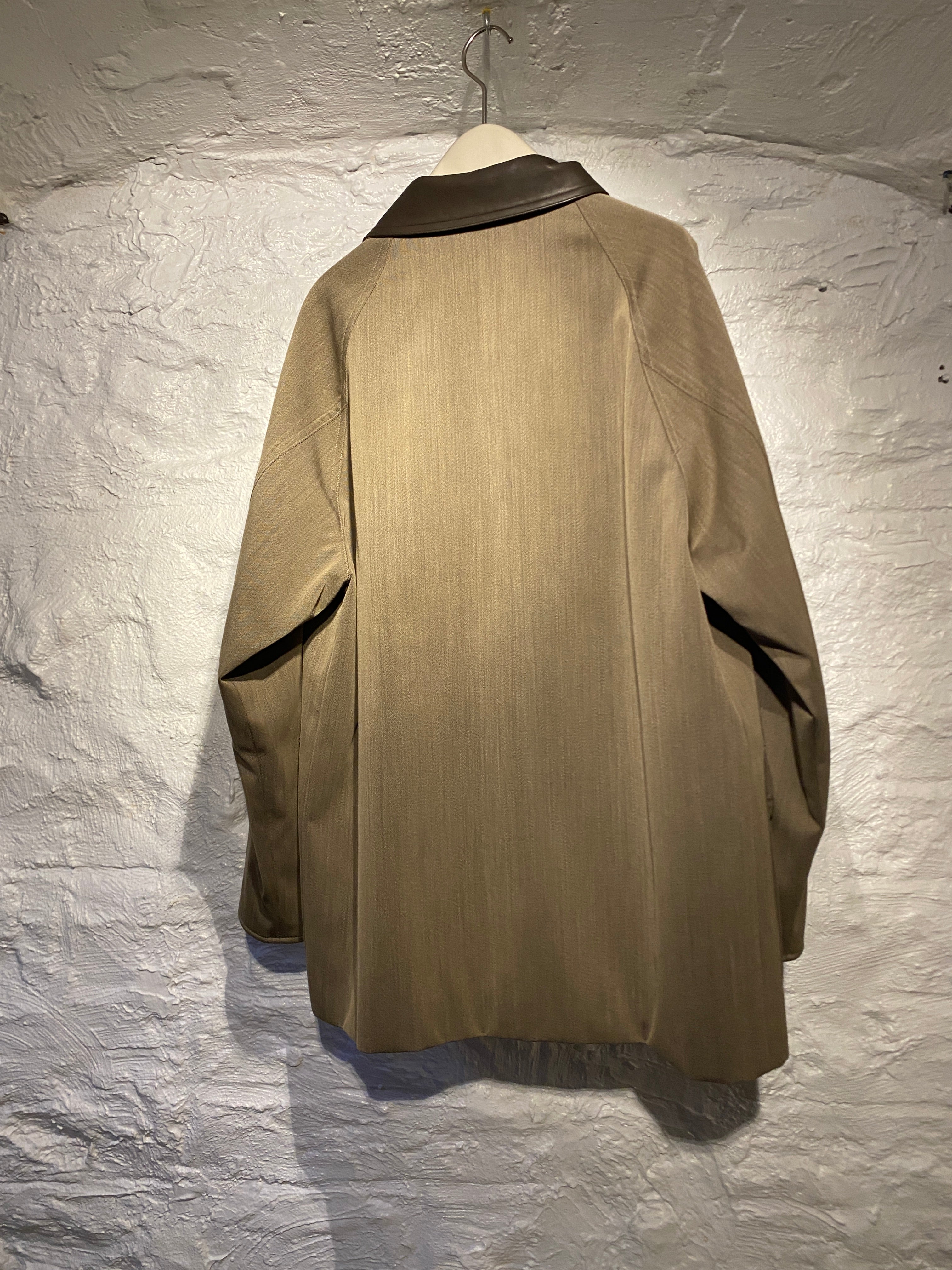 AuraLee Wool Cavarly Twill Laminate Hunting Blouson Olive Brown Jacket