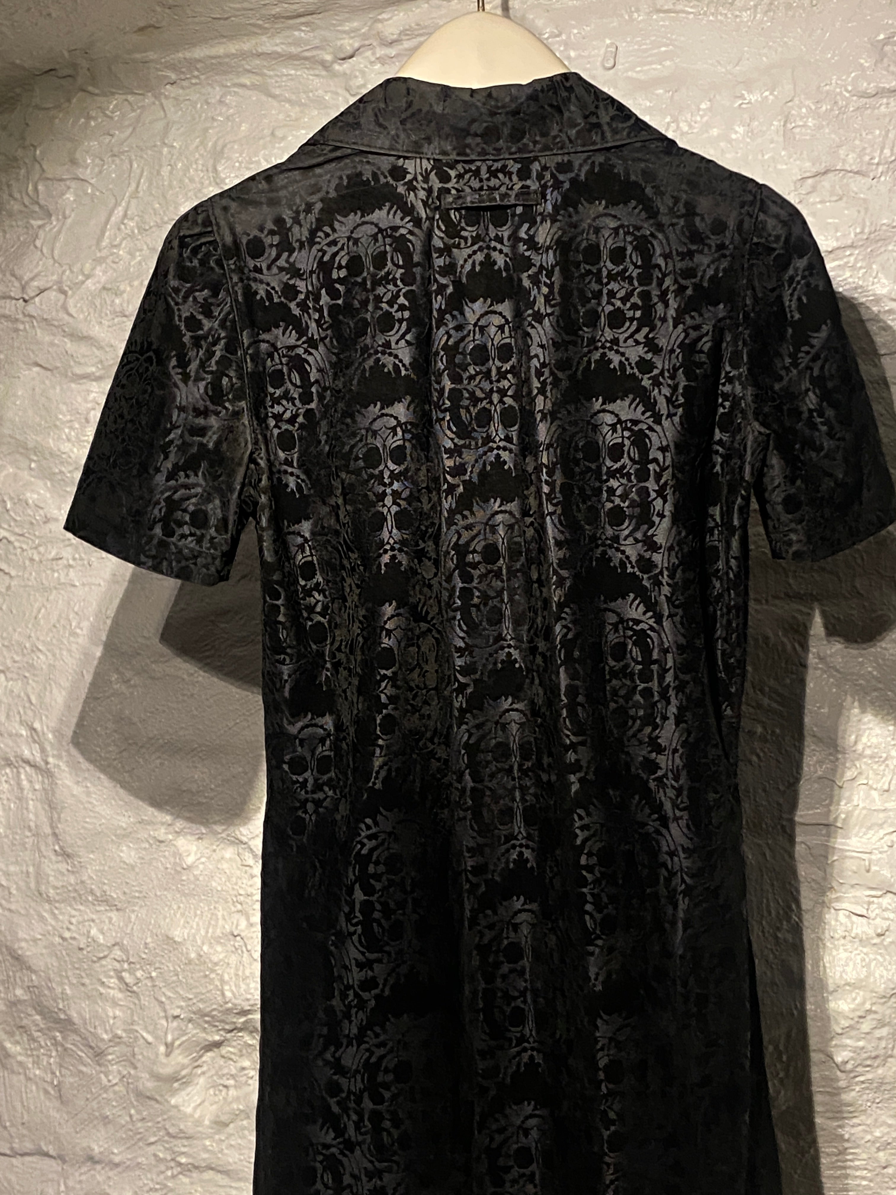 Jean Paul Gaultier Black Jacquard Flower Buttons down Shirt Dress