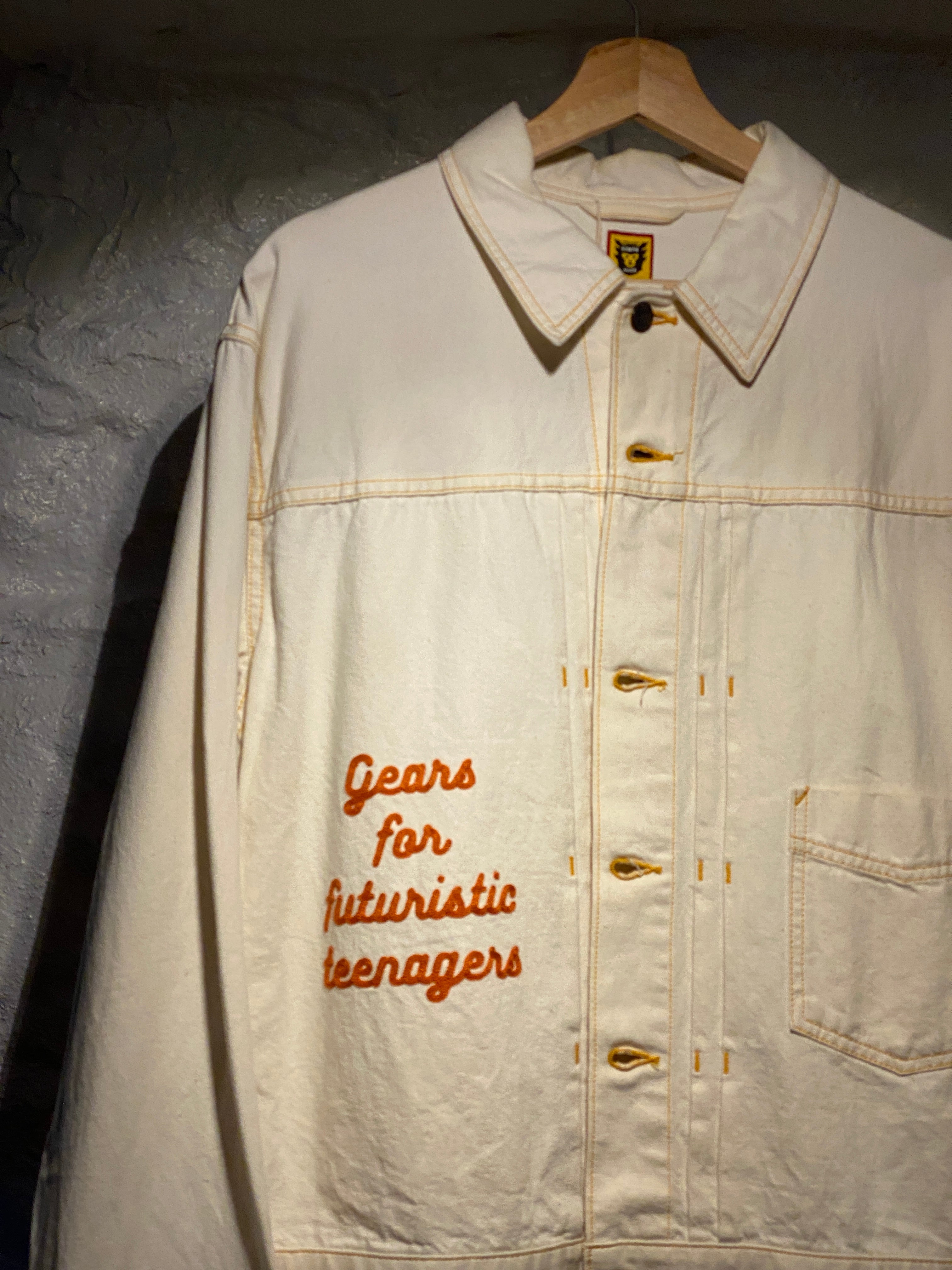 Human Made White and Yellow Embroidered Jean Jacket