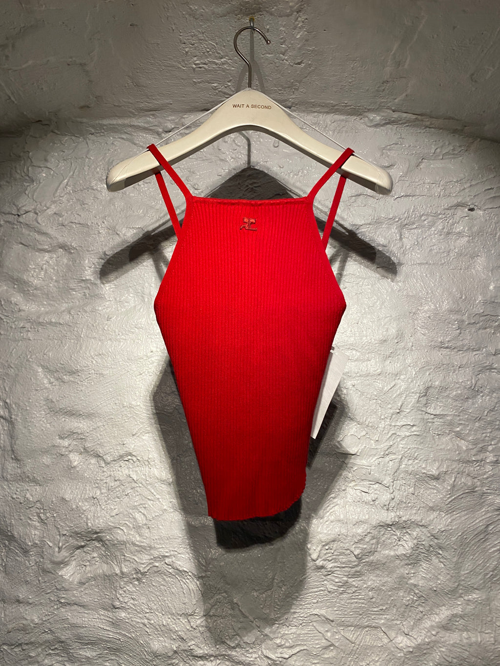 Courreges Red Reedition Rib Knit Tank Top