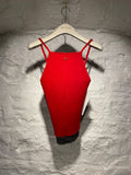 Courreges Red Reedition Rib Knit Tank Top