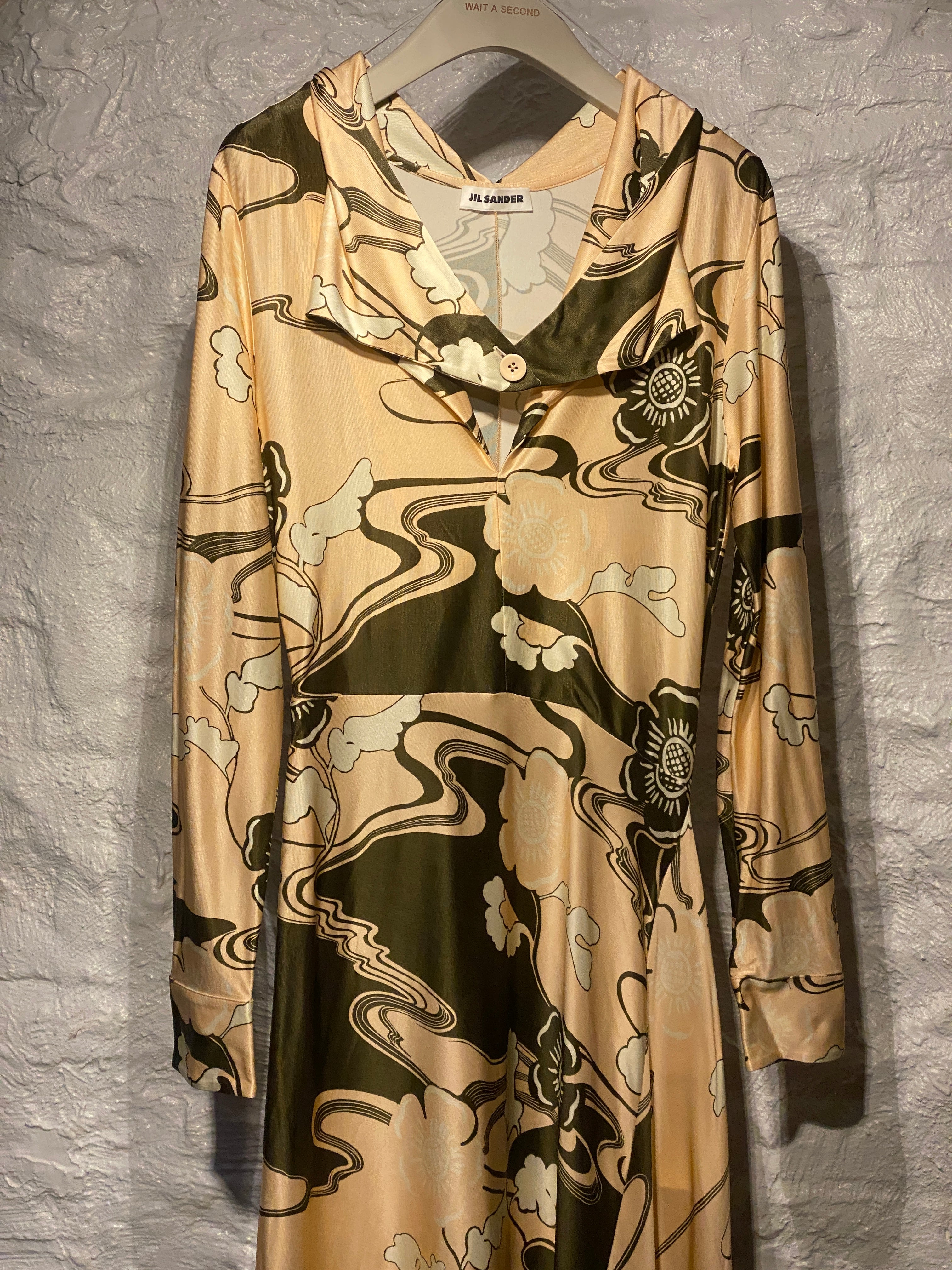 Jil Sander Pink and Brown Floral Lagoon Halterneck Long Dress