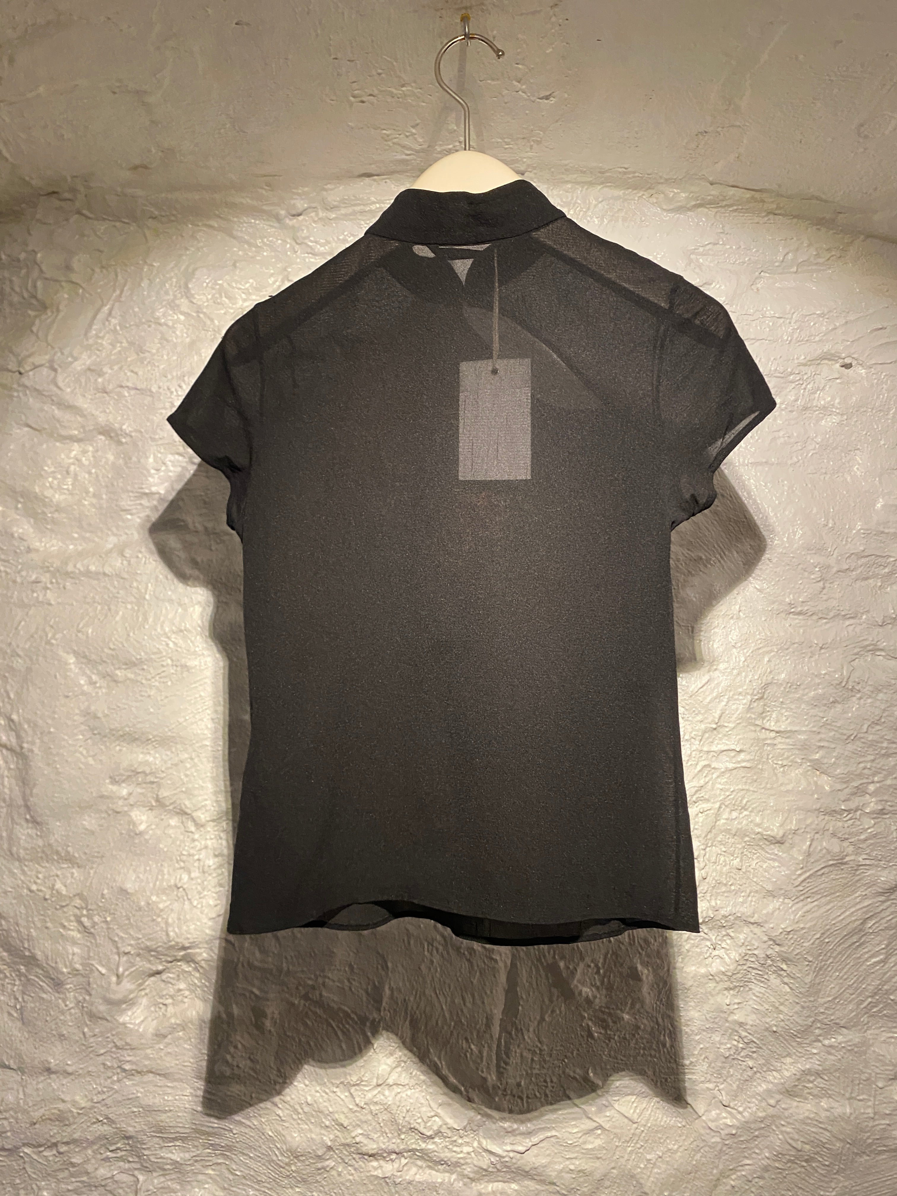 Vivienne Tam Black Dragon Sheer Chinese Collar Top