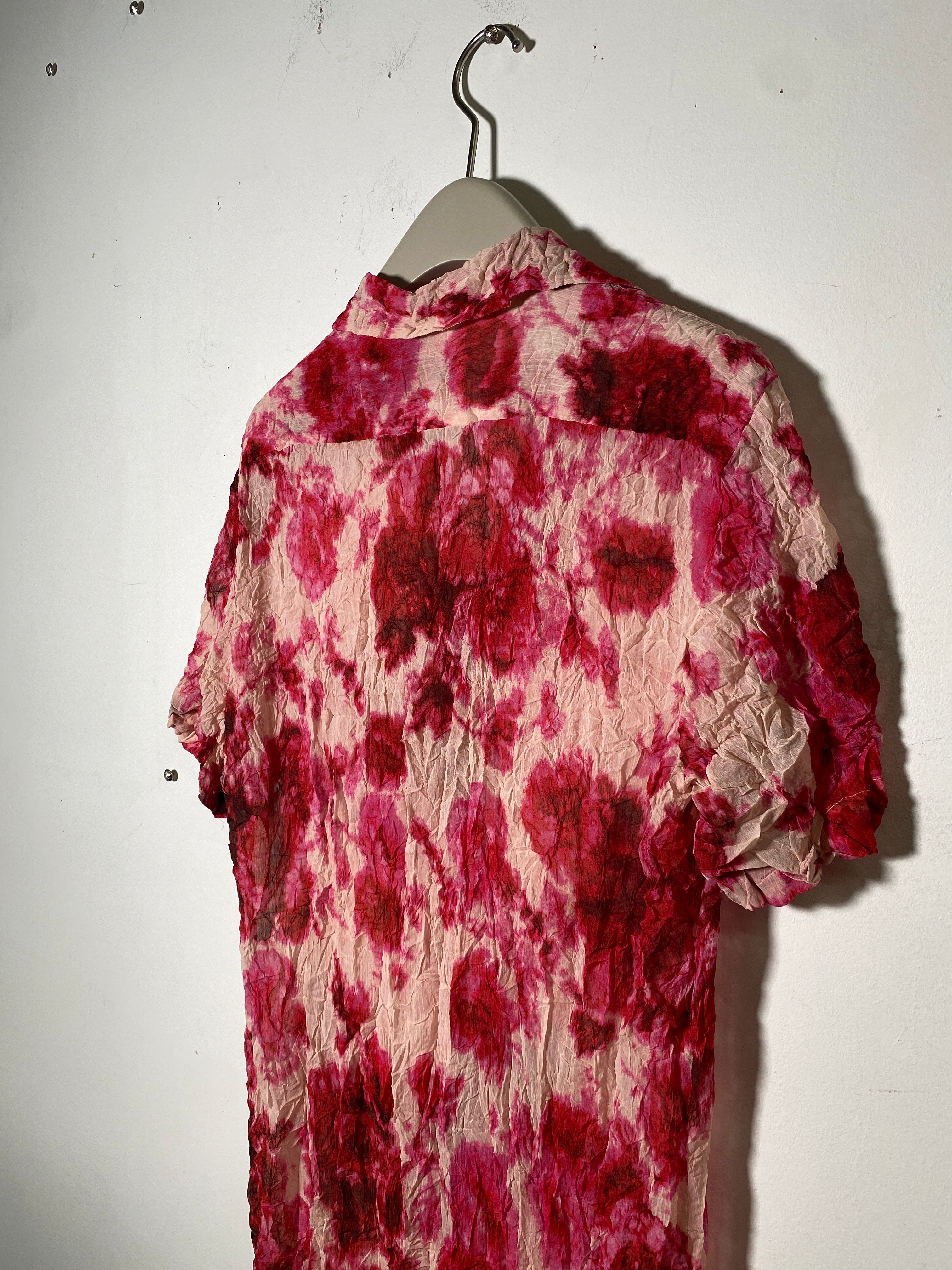 Dries Van Noten Pink Printed Short Sleeve Shirt Dress