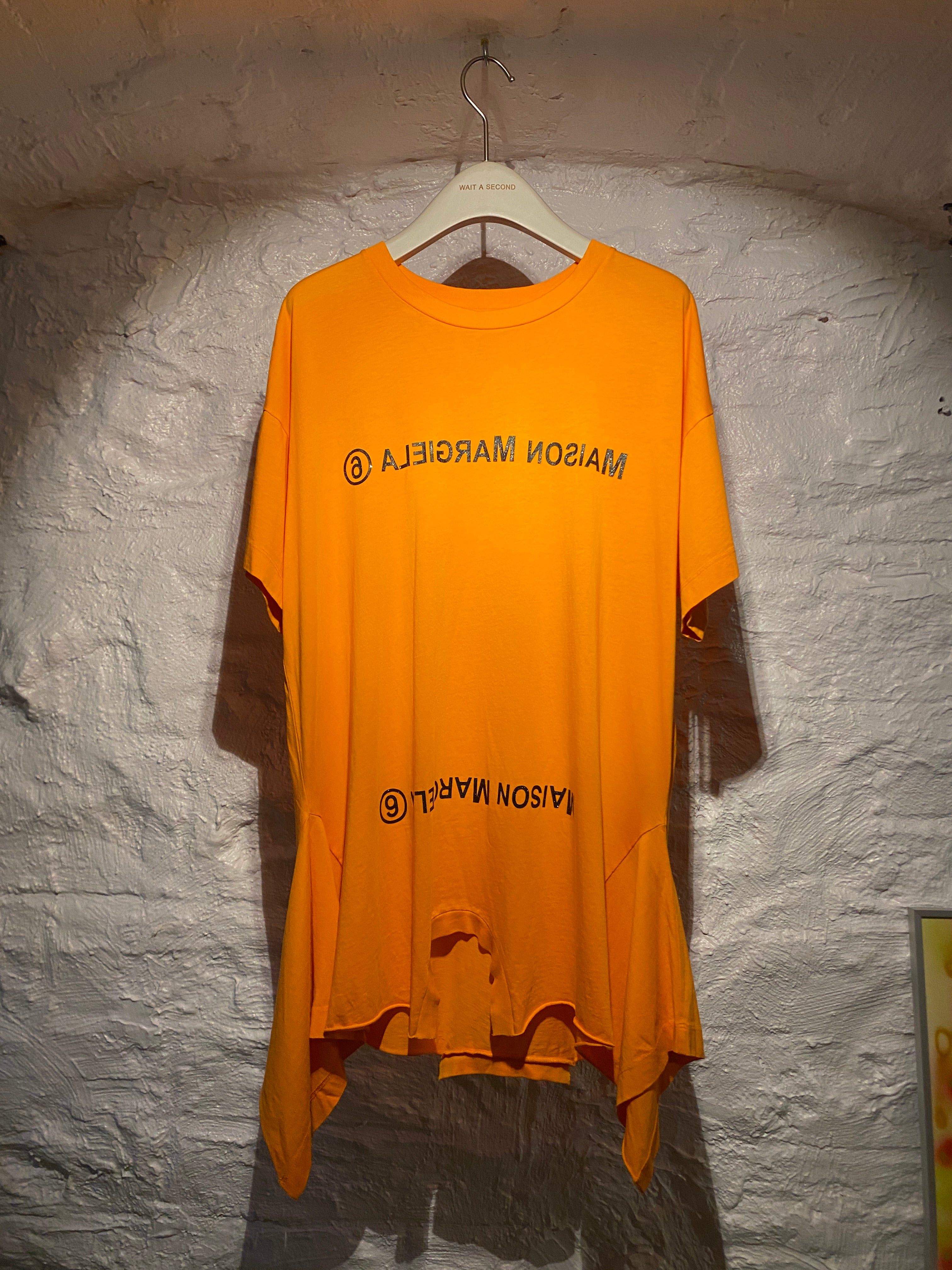 MM6 Maison Margiela Orange Logo T-shirt Layered Dress/Oversized Top