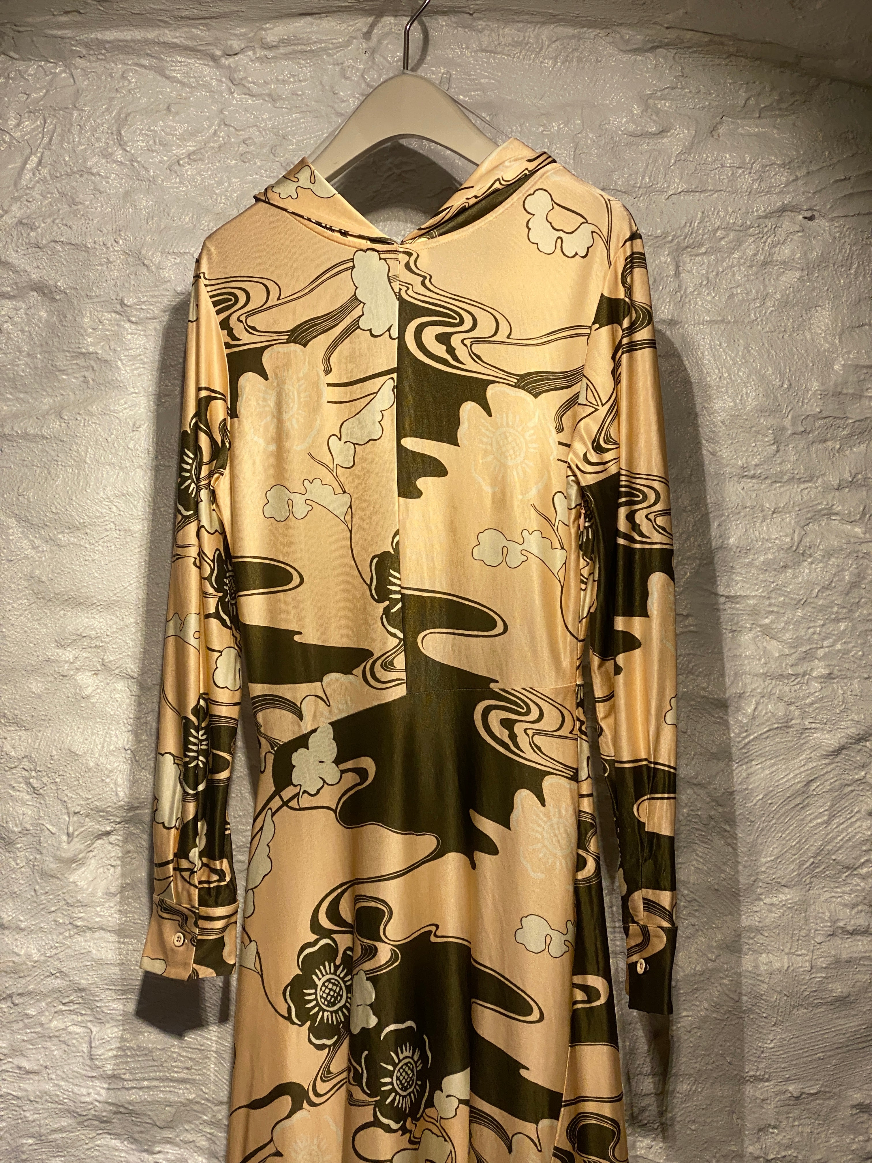 Jil Sander Pink and Brown Floral Lagoon Halterneck Long Dress