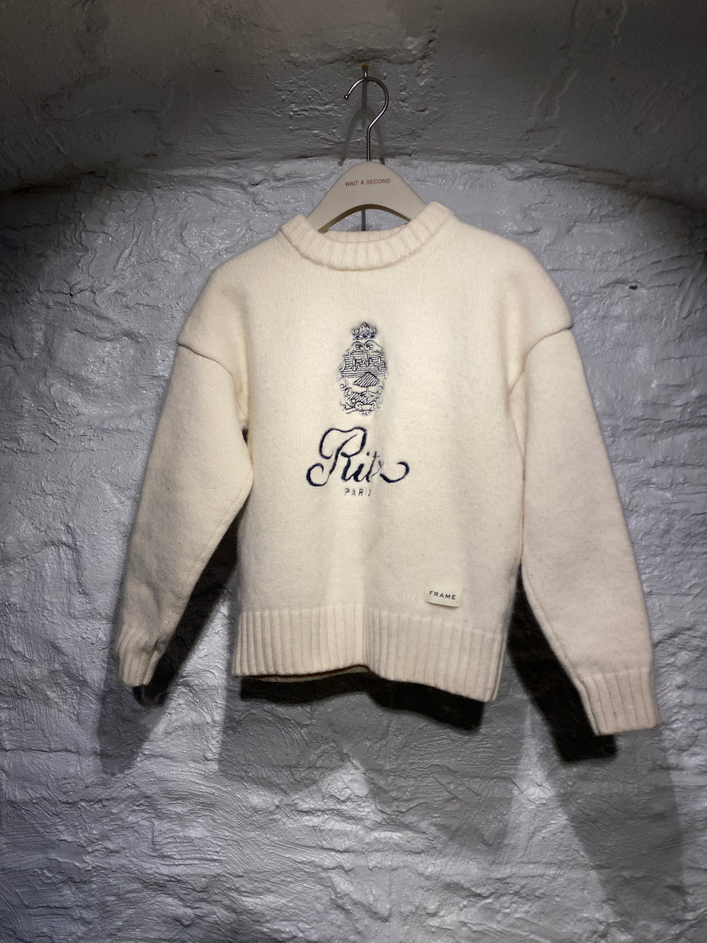 Frame x Ritz Unisex Cashmere White Sweater