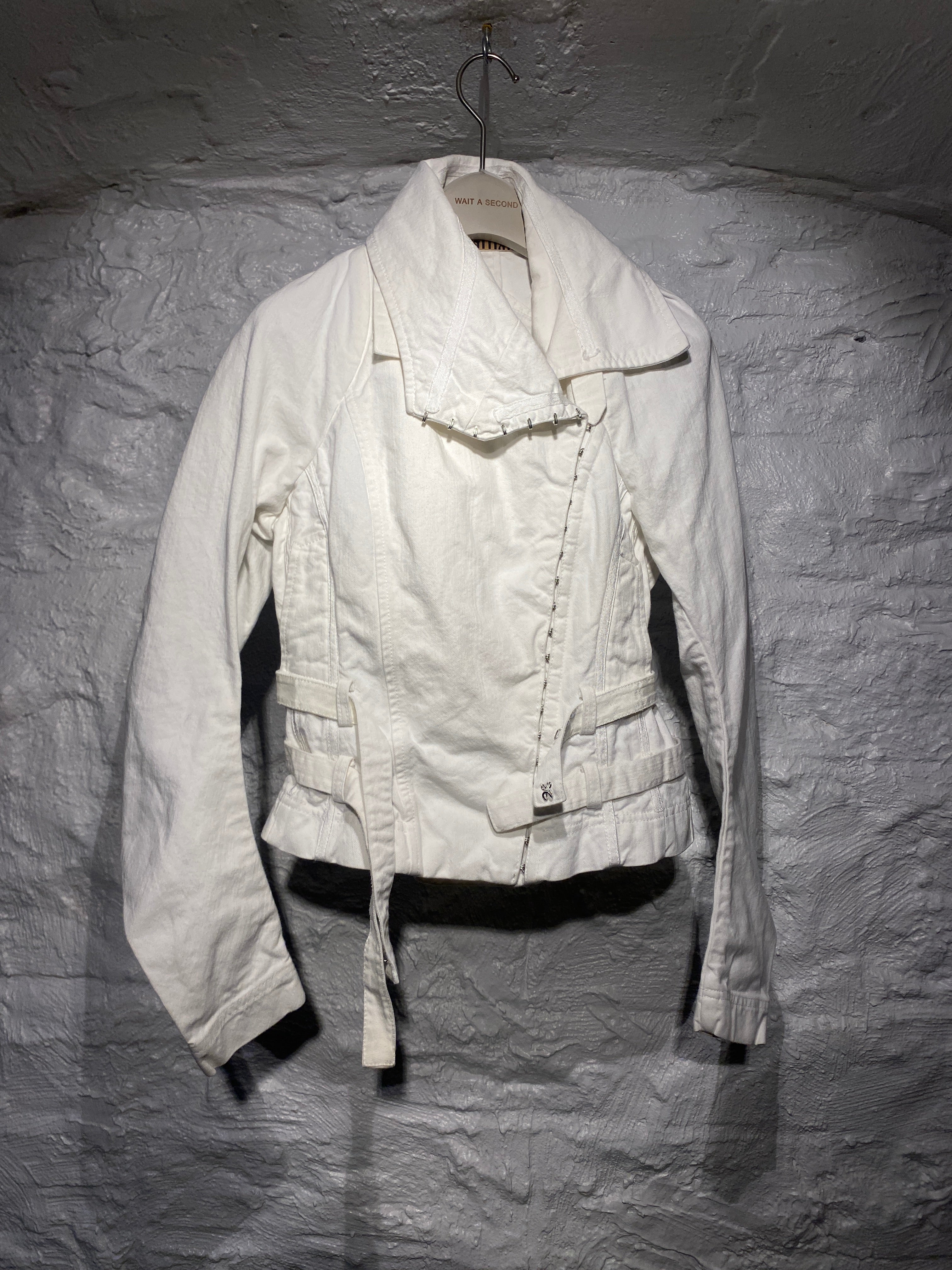 John Galliano White Denim Slanted Jacket