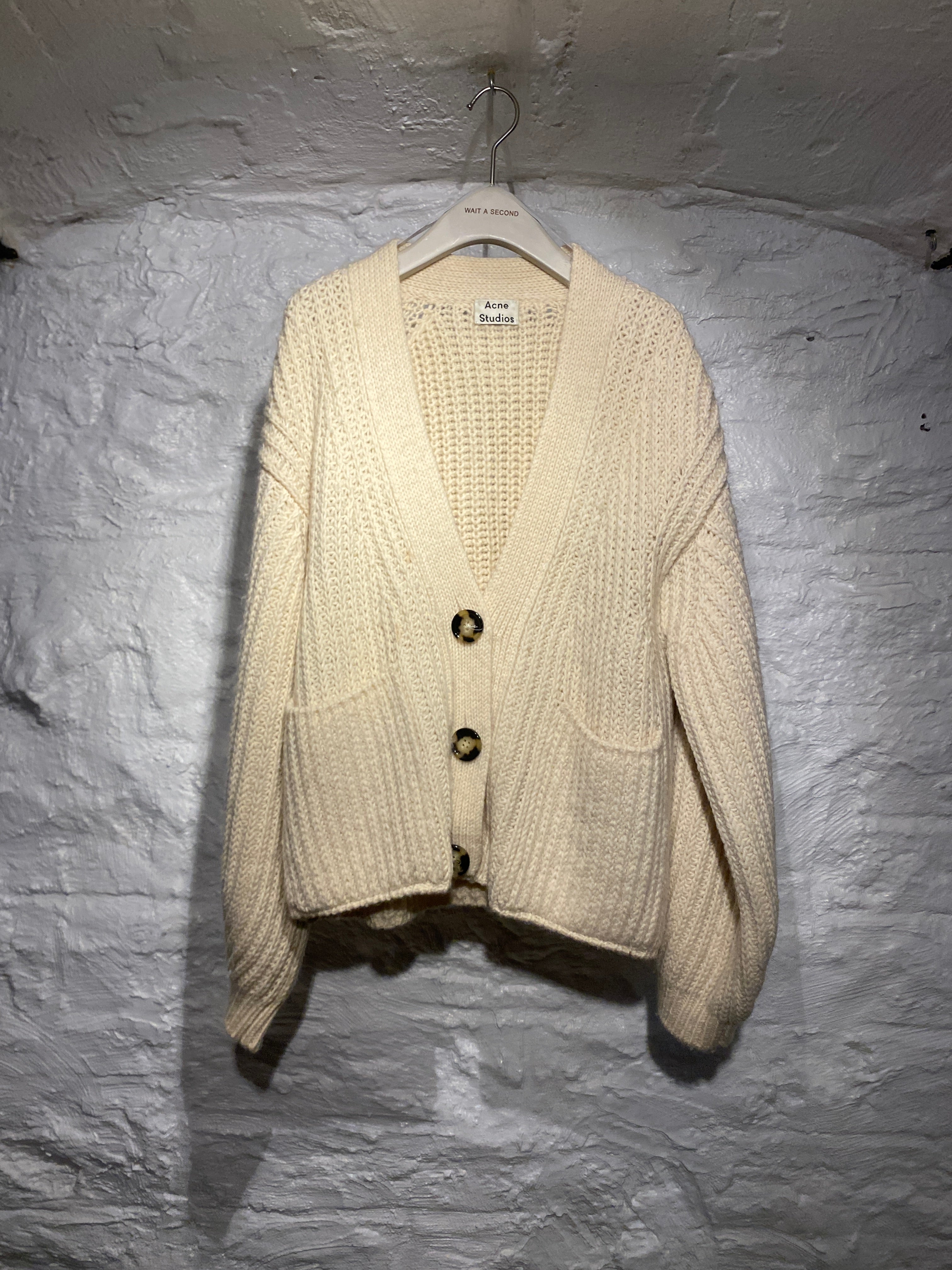 Acne Studios AW16 Off White Hadlee Chunky Wool Blend Cardigan