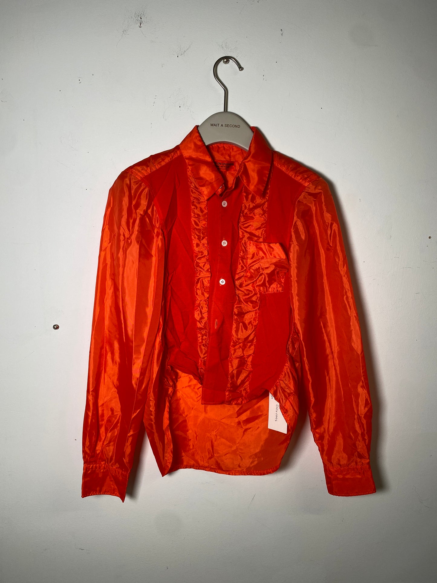Comme Des Garcons Red nylon shirt with ruffles